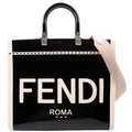 Fendi Sunshine Shopper Medium Patent Vinyl Canvas Black/White