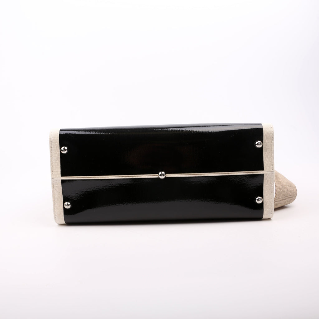 Fendi Sunshine Shopper Medium Patent Vinyl Canvas Black/White