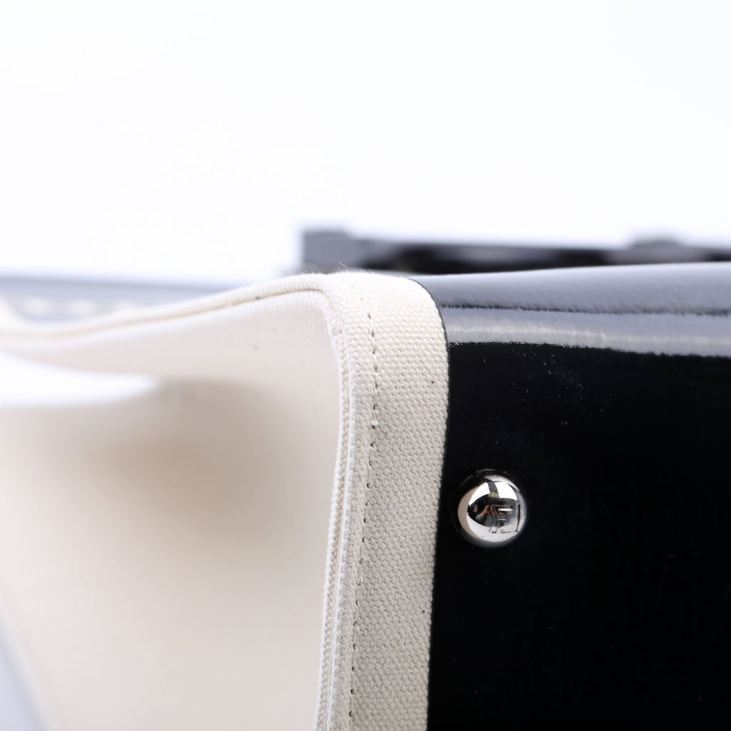 Fendi Sunshine Shopper Medium Patent Vinyl Canvas Black/White