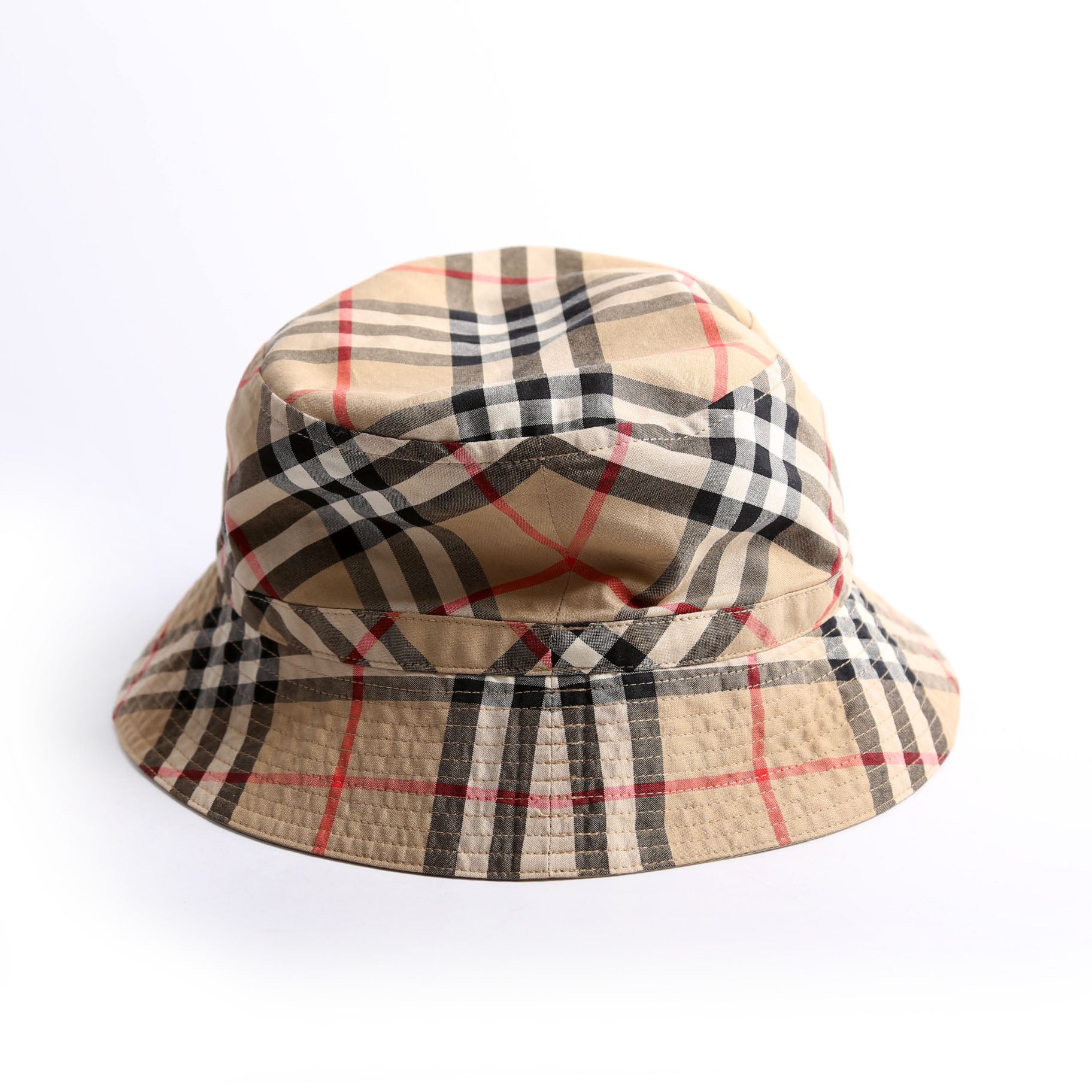 Kids Check Bucket Hat Size Large Beige