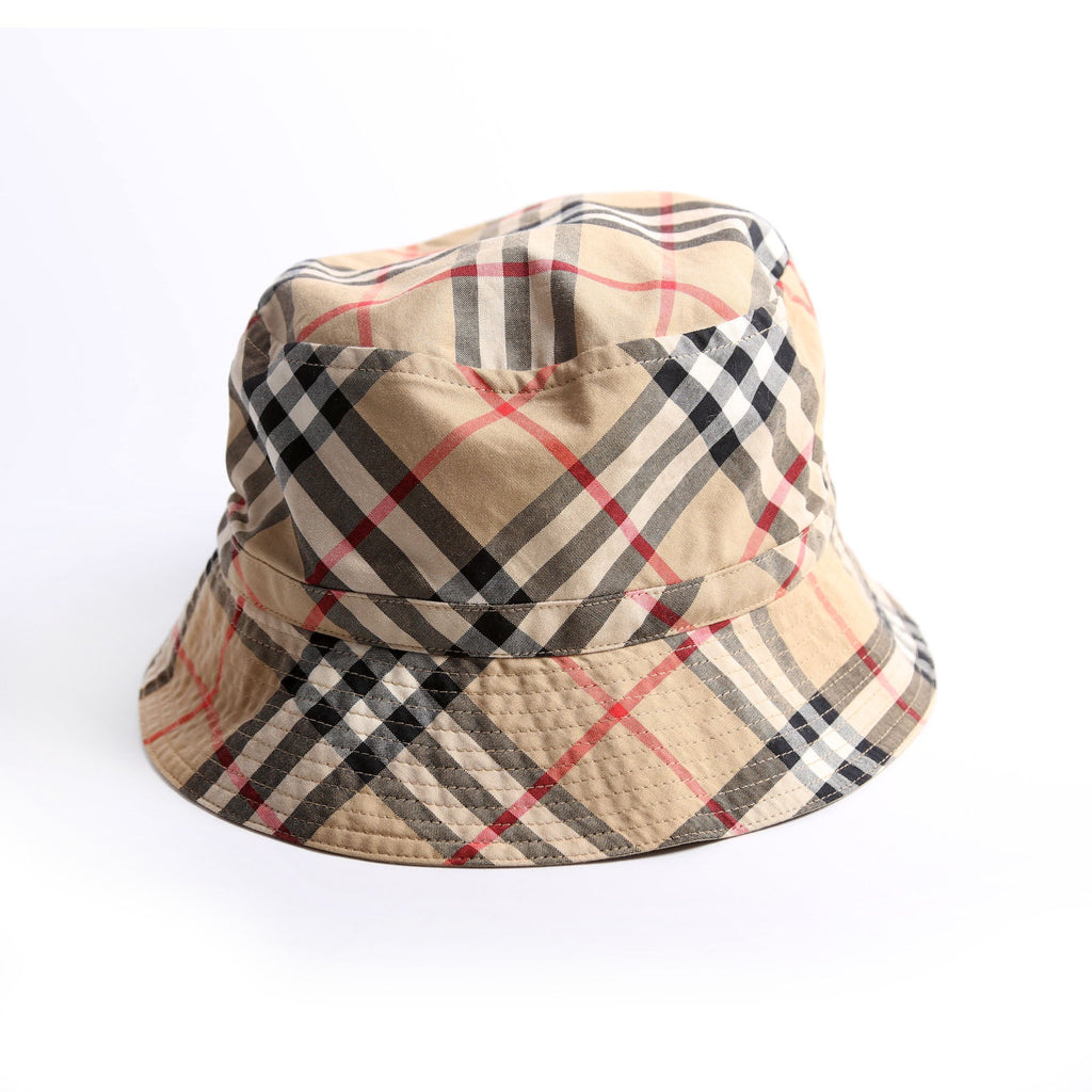 Kids Check Bucket Hat Size Large Beige
