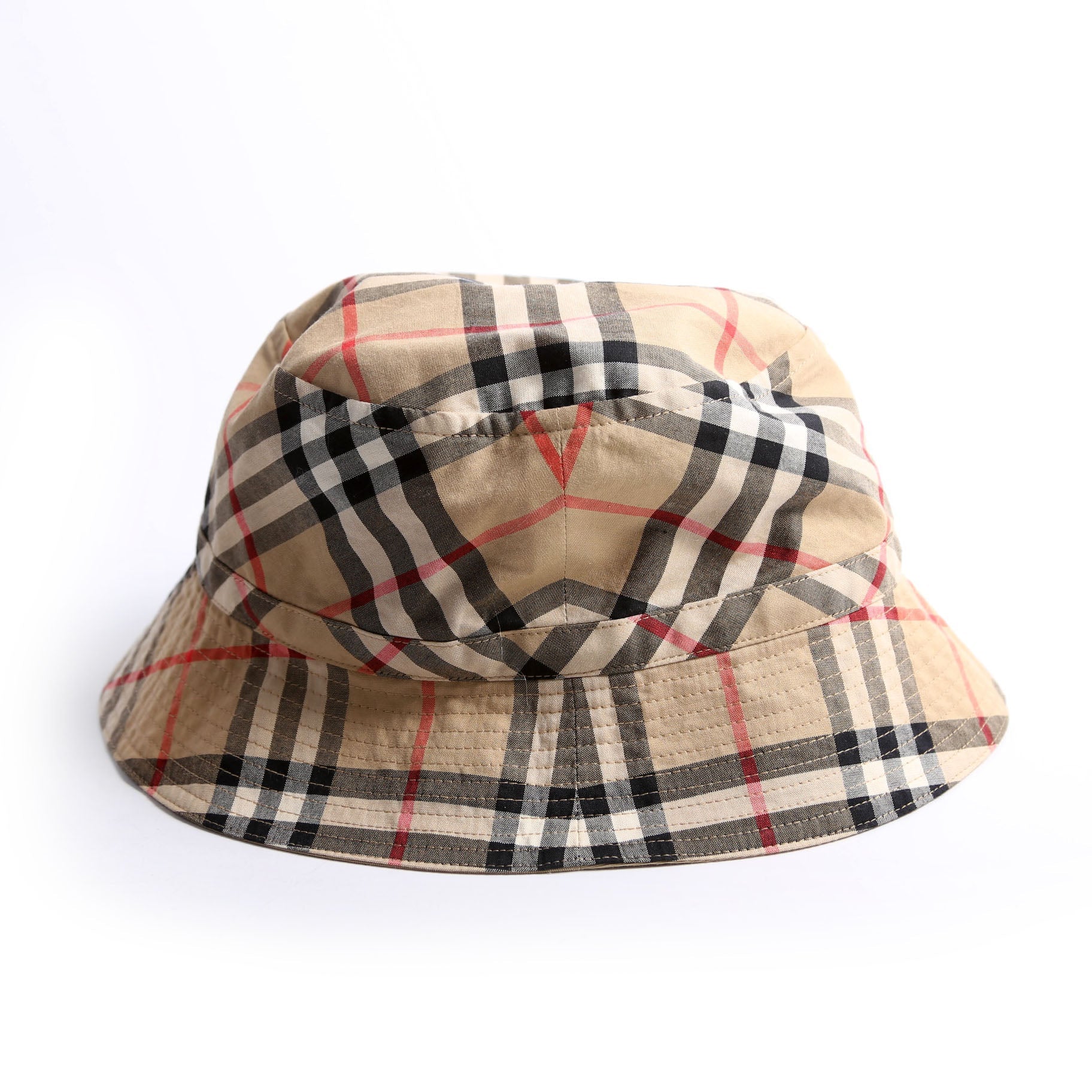 Kids Check Bucket Hat Size Large Beige