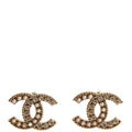 Crystal/Pearly CC Medium Stud Earrings Gold