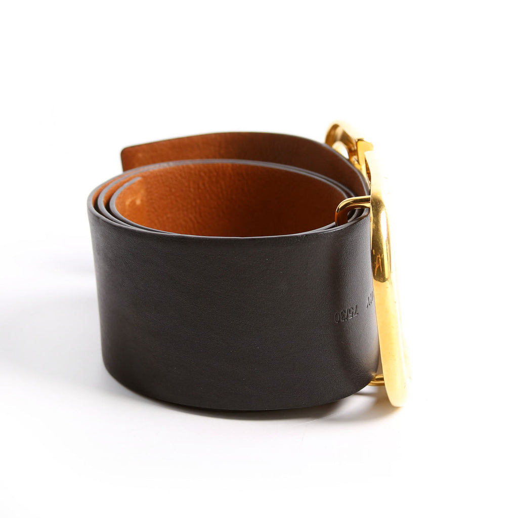 Reversible V Logo Signature Belt 70MM Size 75/30 Black/Gold