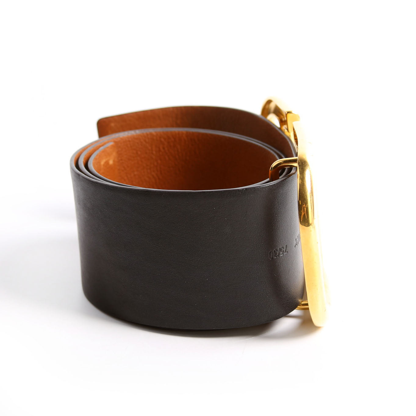 Reversible V Logo Signature Belt 70MM Size 75/30 Black/Gold