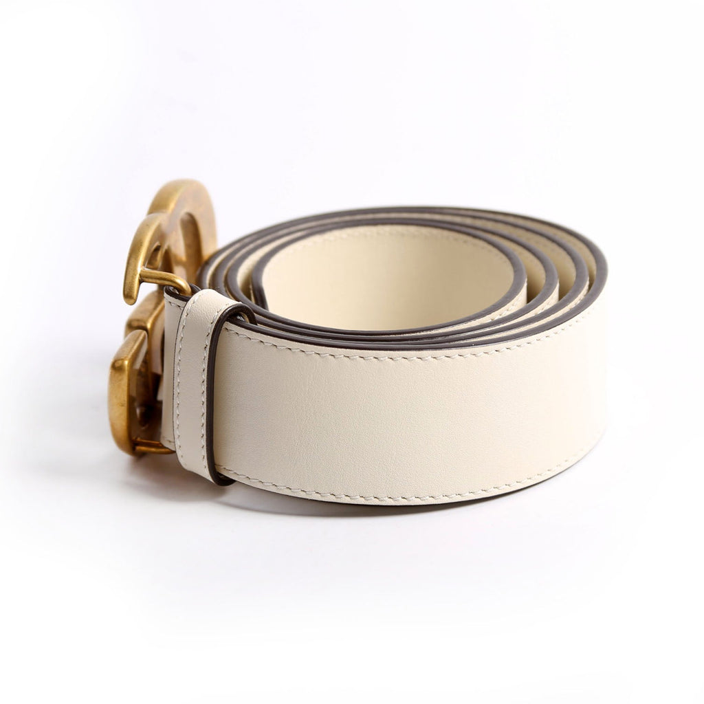 400593 Marmont GG Leather Belt Size 90/36 White