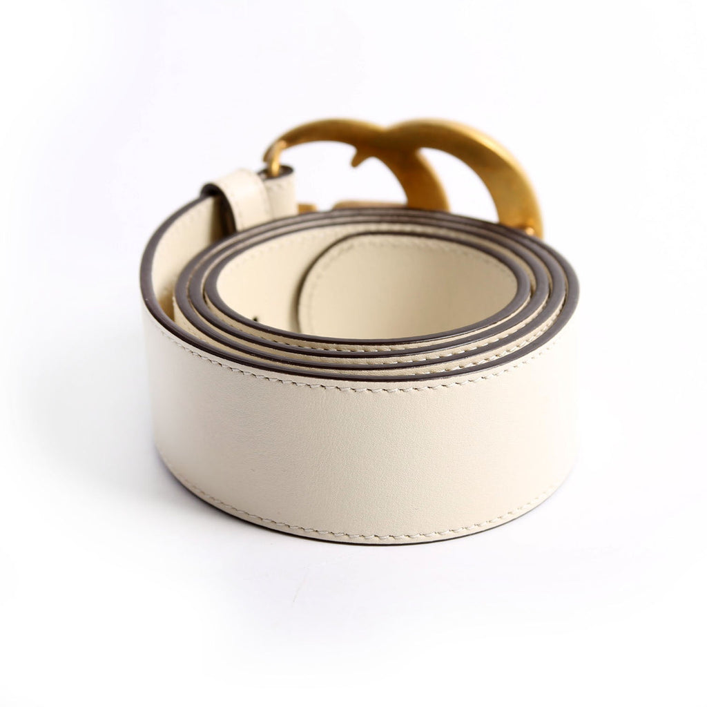 400593 Marmont GG Leather Belt Size 90/36 White