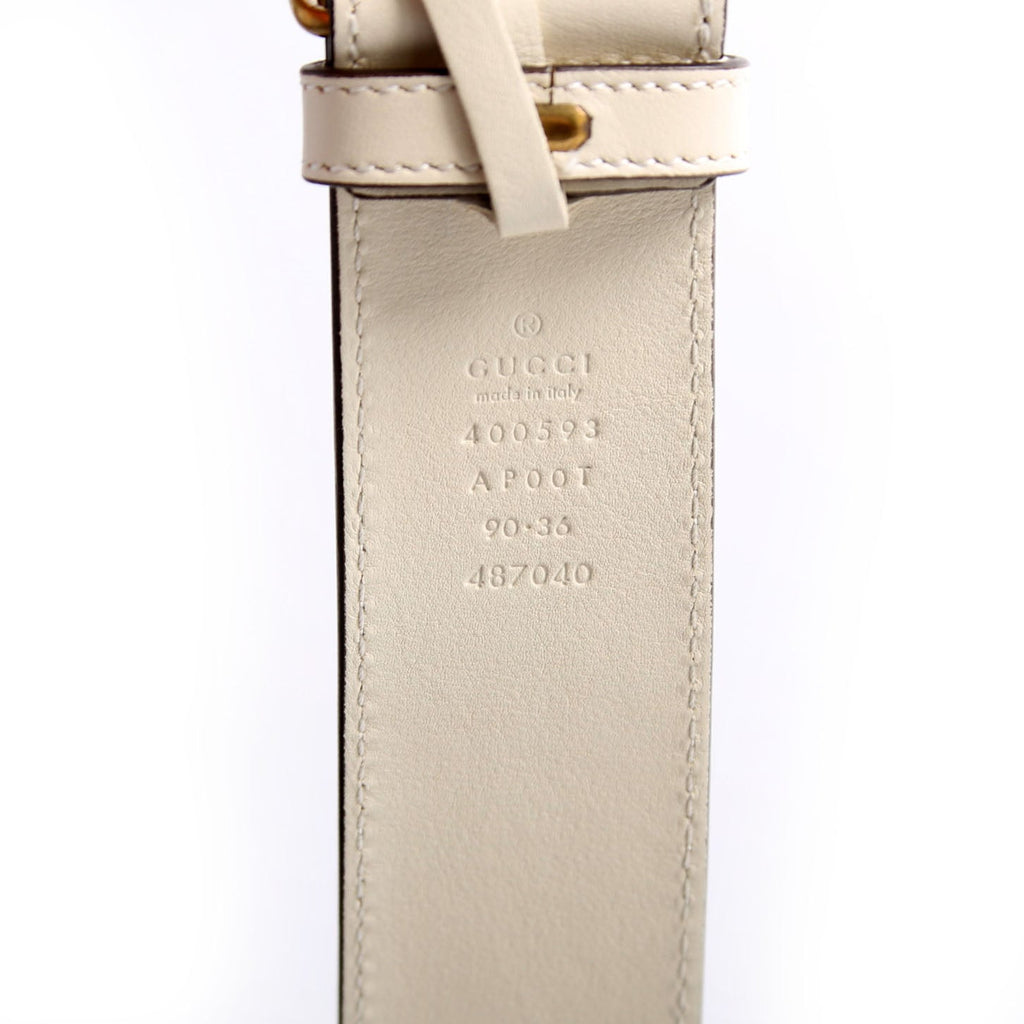 400593 Marmont GG Leather Belt Size 90/36 White