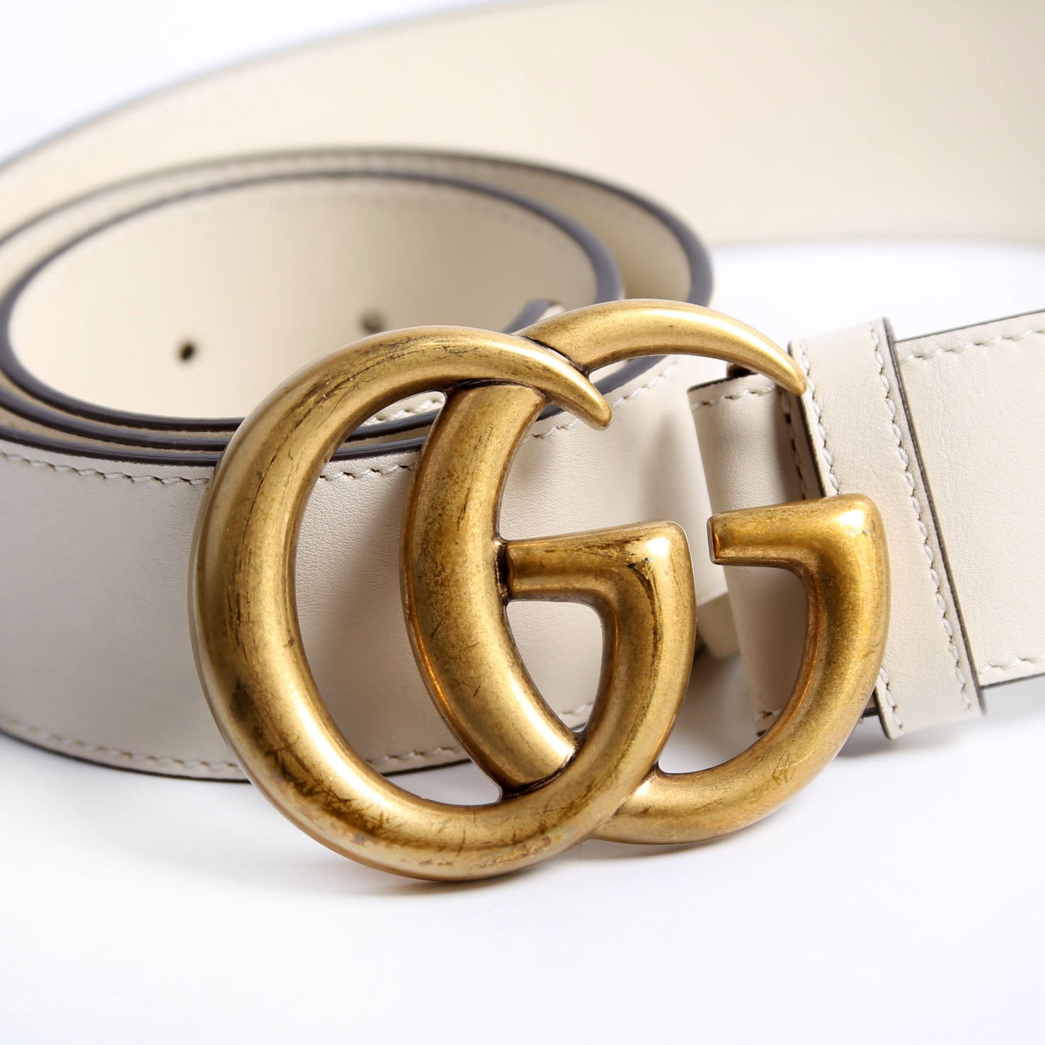 400593 Marmont GG Leather Belt Size 90/36 White