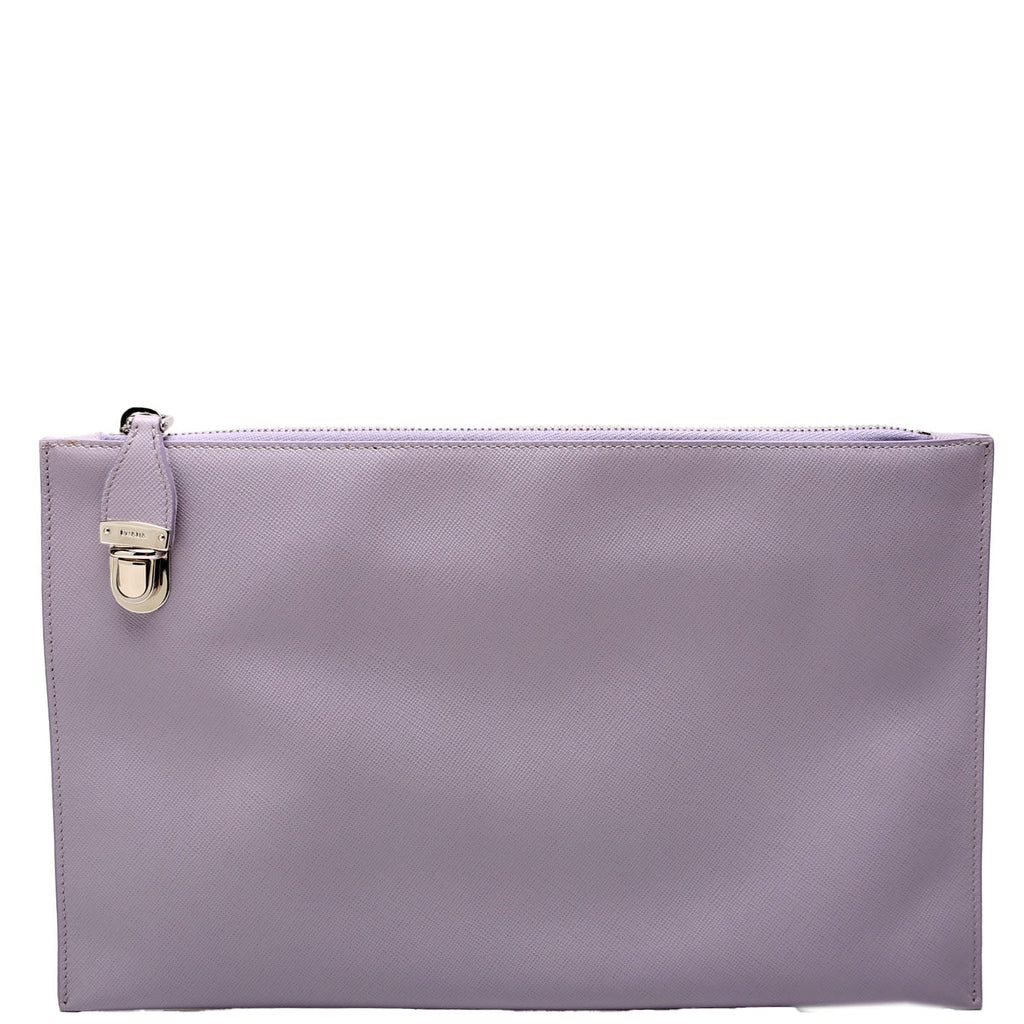 Saffiano Zip Clutch Lavender