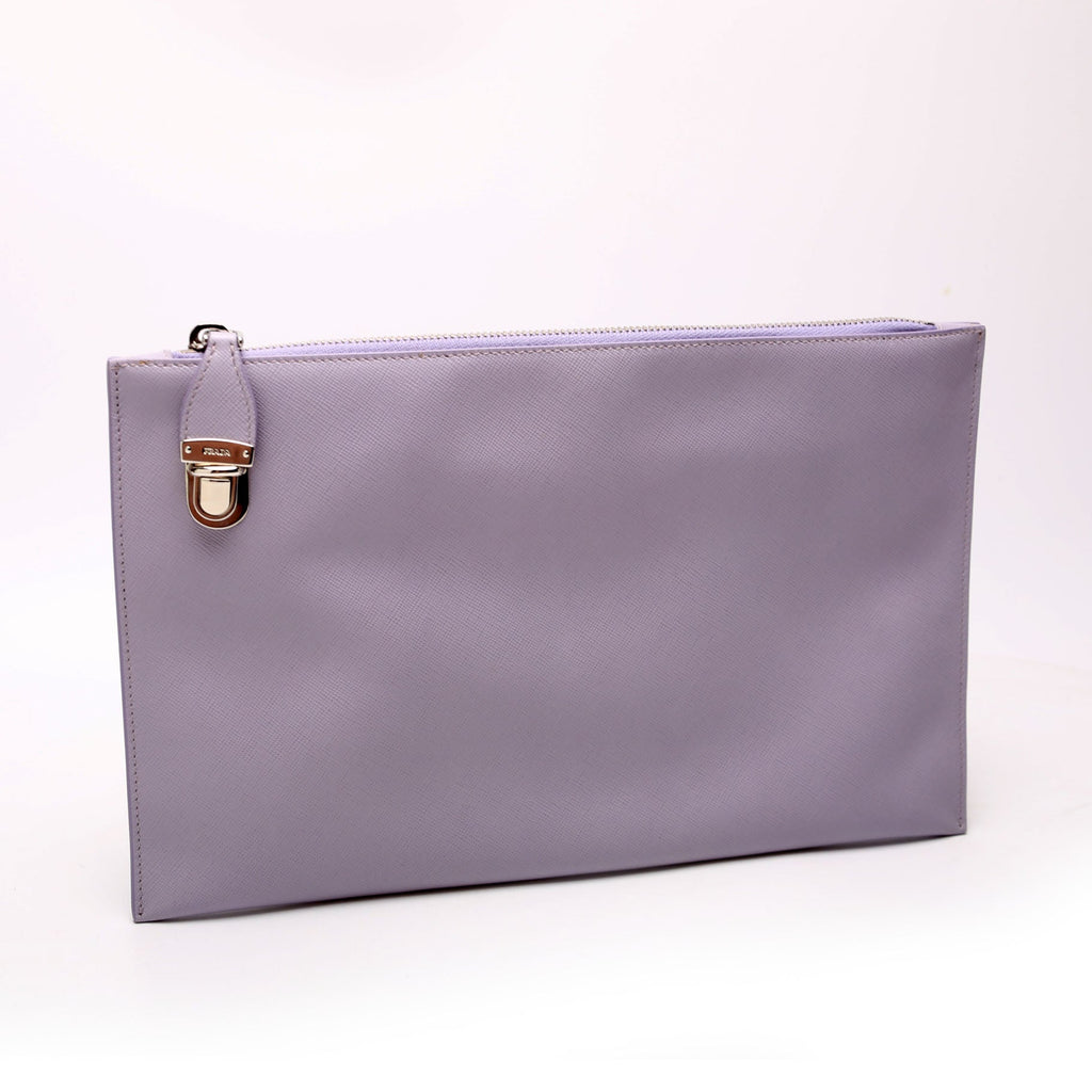 Saffiano Zip Clutch Lavender