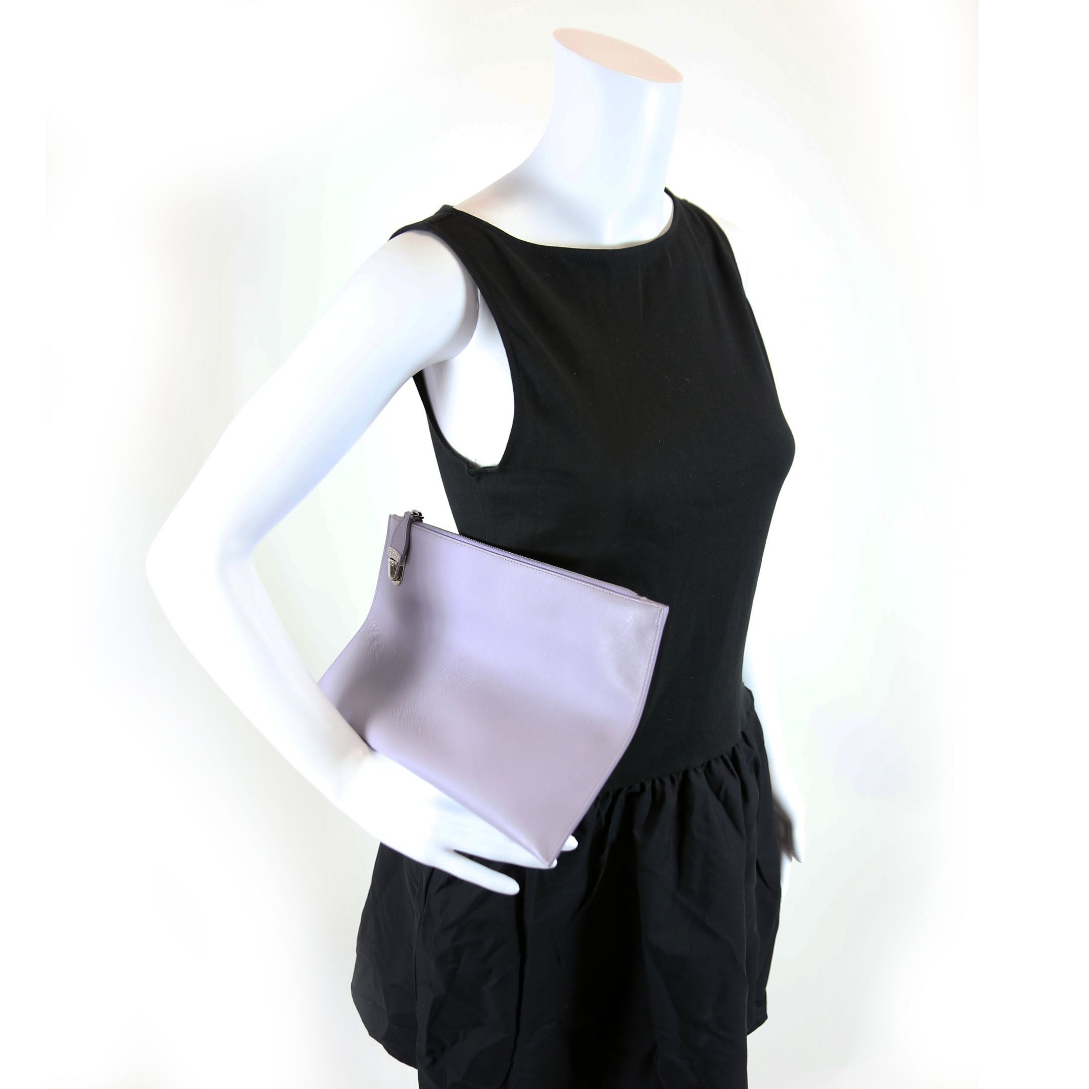 Saffiano Zip Clutch Lavender
