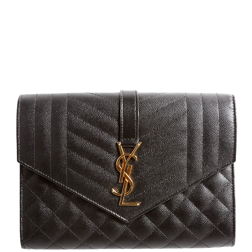 651030 Triquilt Wristlet Clutch Black