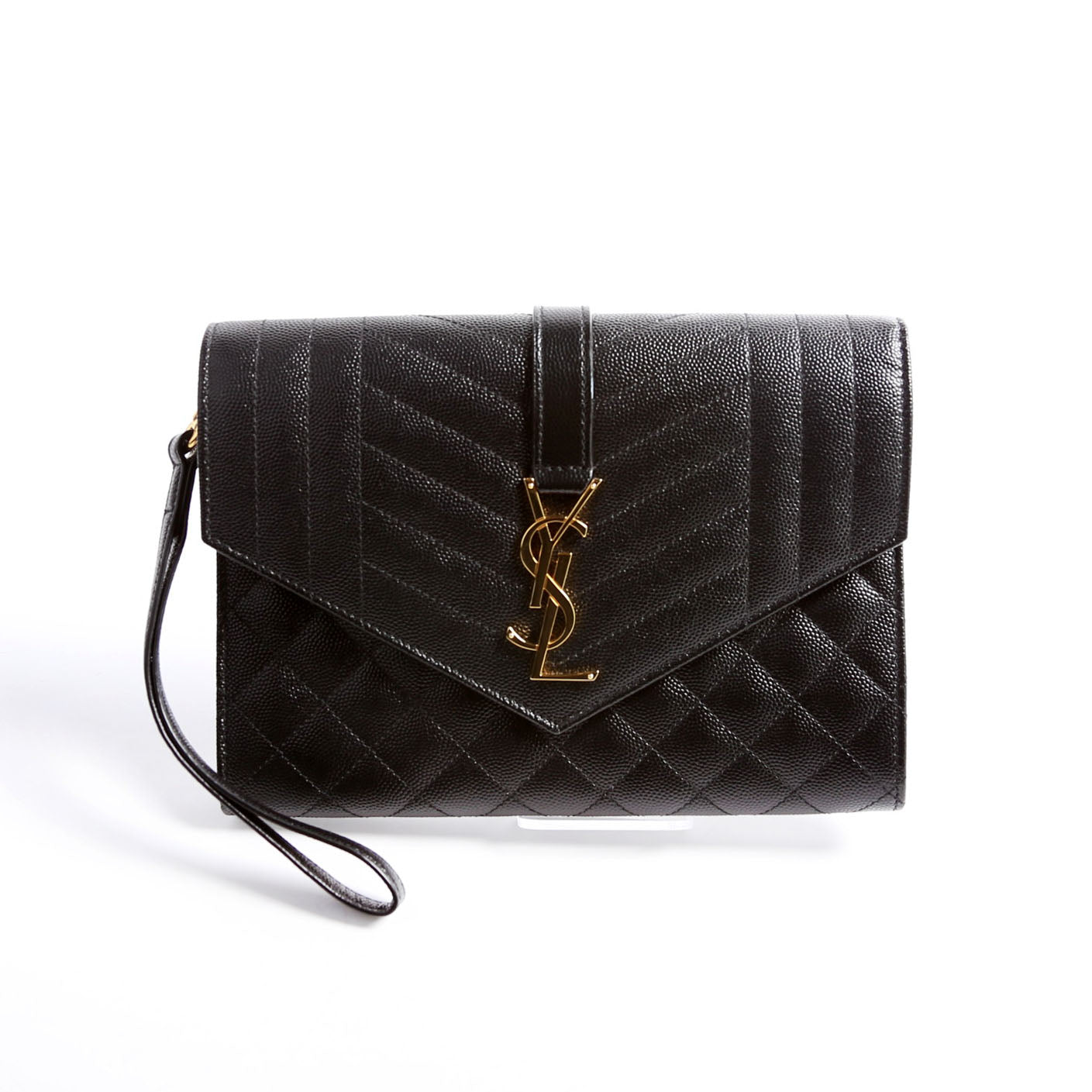 651030 Triquilt Wristlet Clutch Black