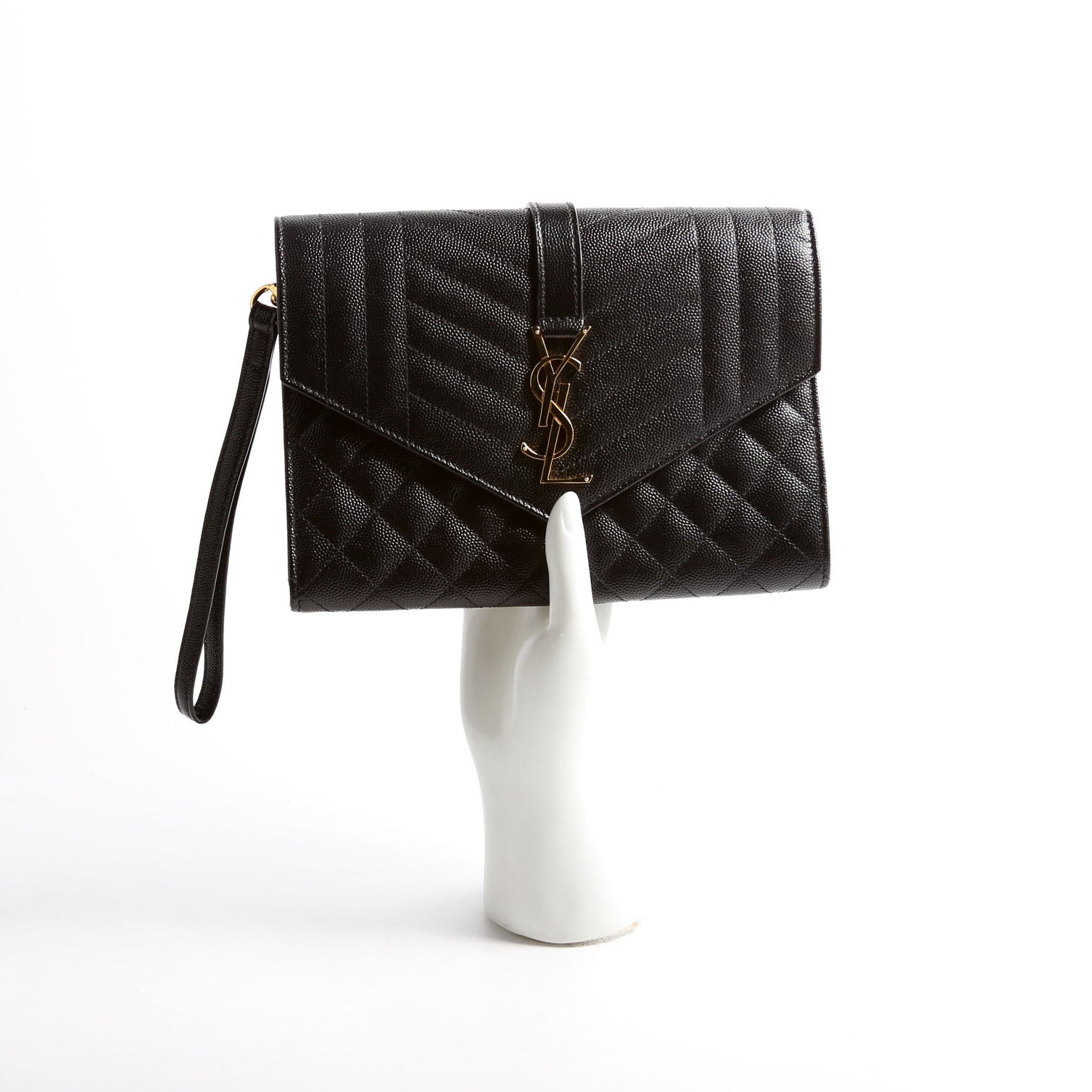 651030 Triquilt Wristlet Clutch Black