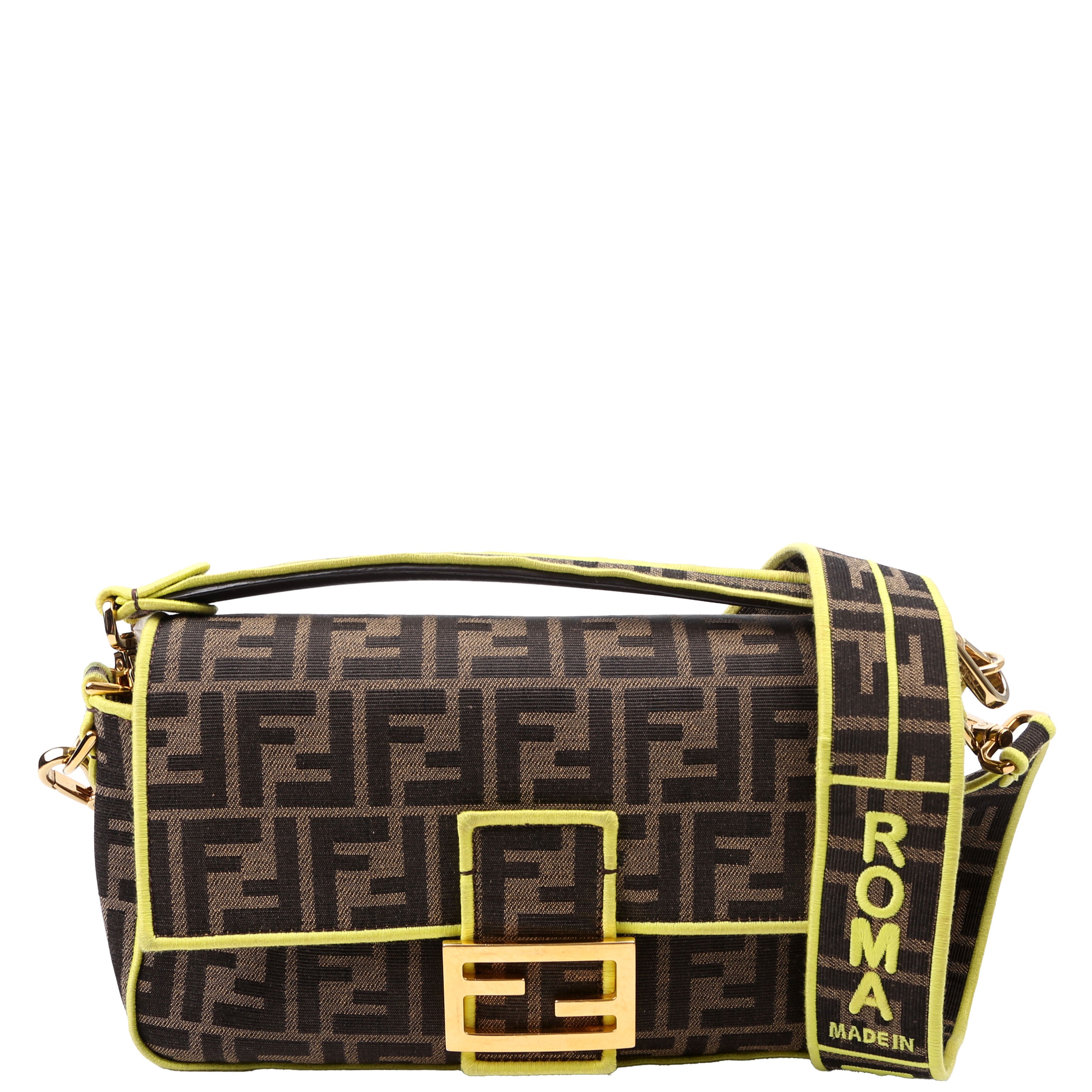 Fendi FF Jacquard Baguette Brown/Green