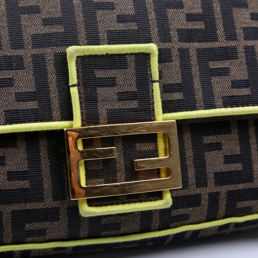Fendi FF Jacquard Baguette Brown/Green