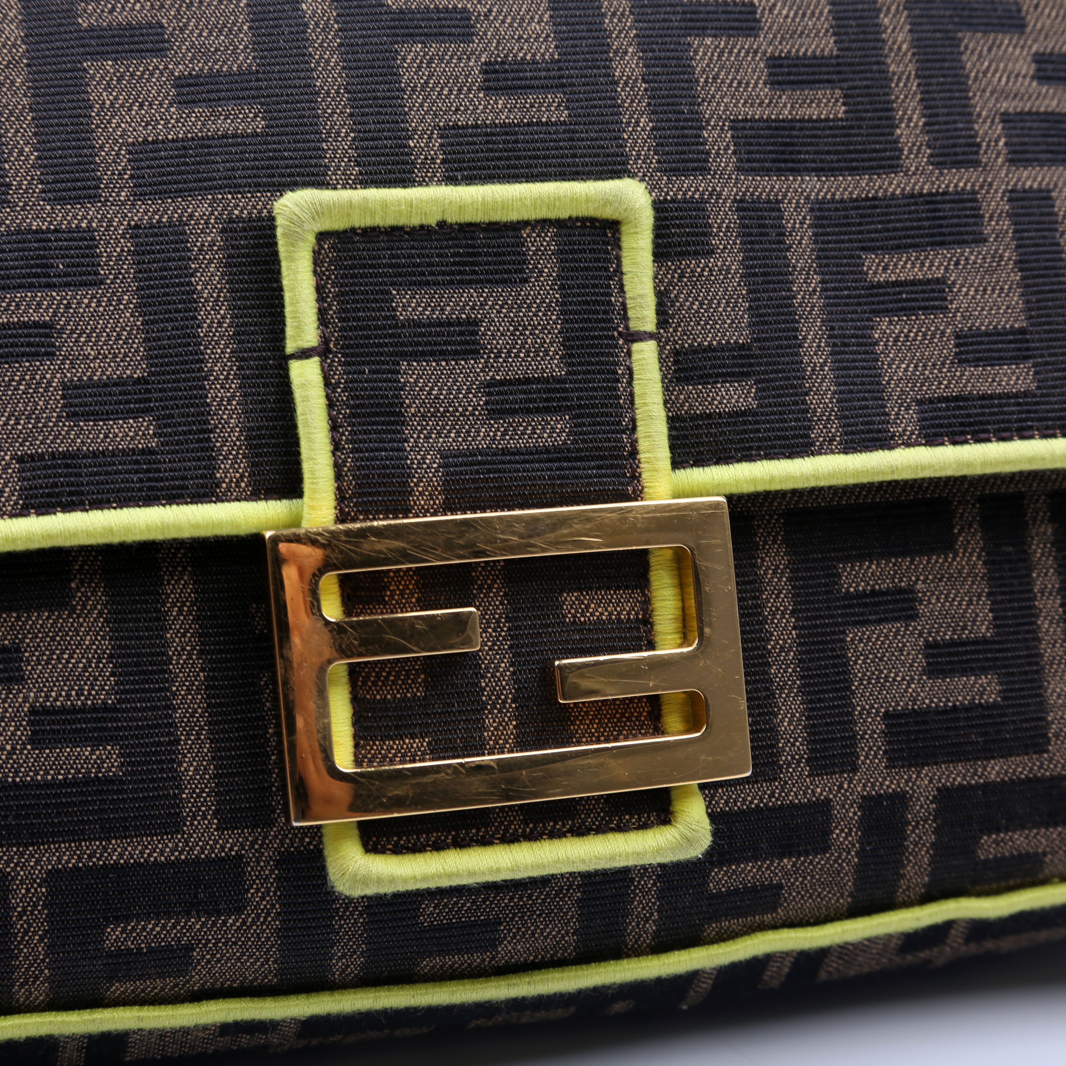 Fendi FF Jacquard Baguette Brown/Green