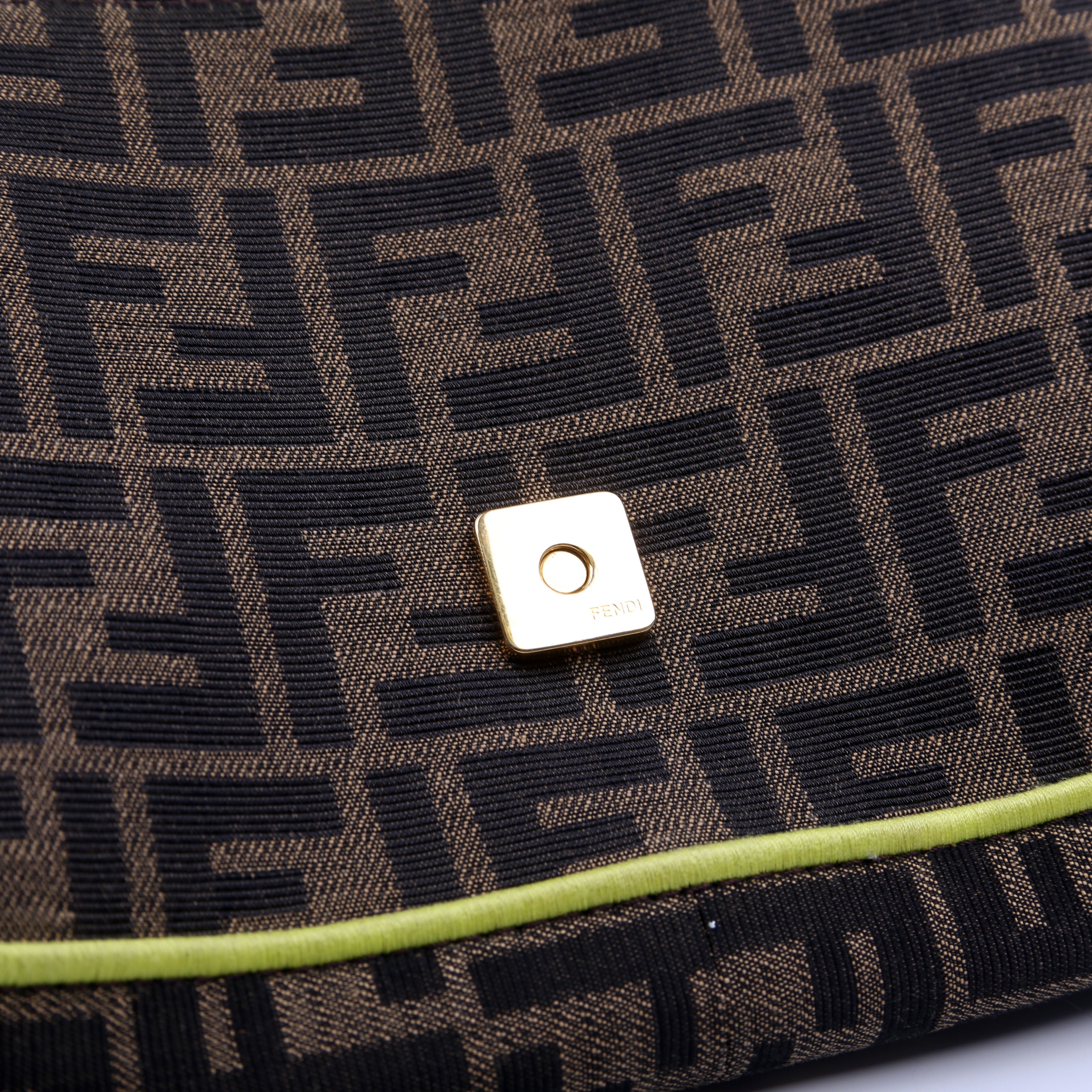 Fendi FF Jacquard Baguette Brown/Green