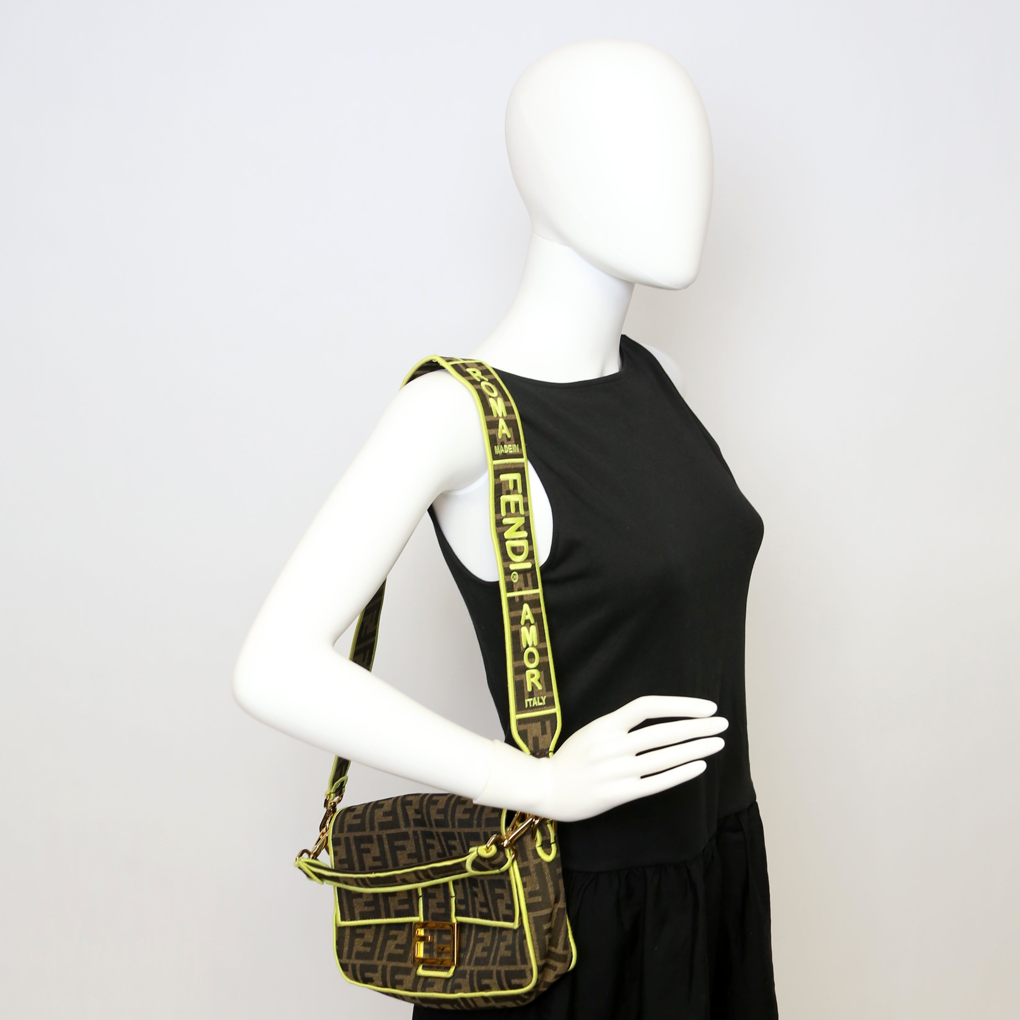 Fendi FF Jacquard Baguette Brown/Green