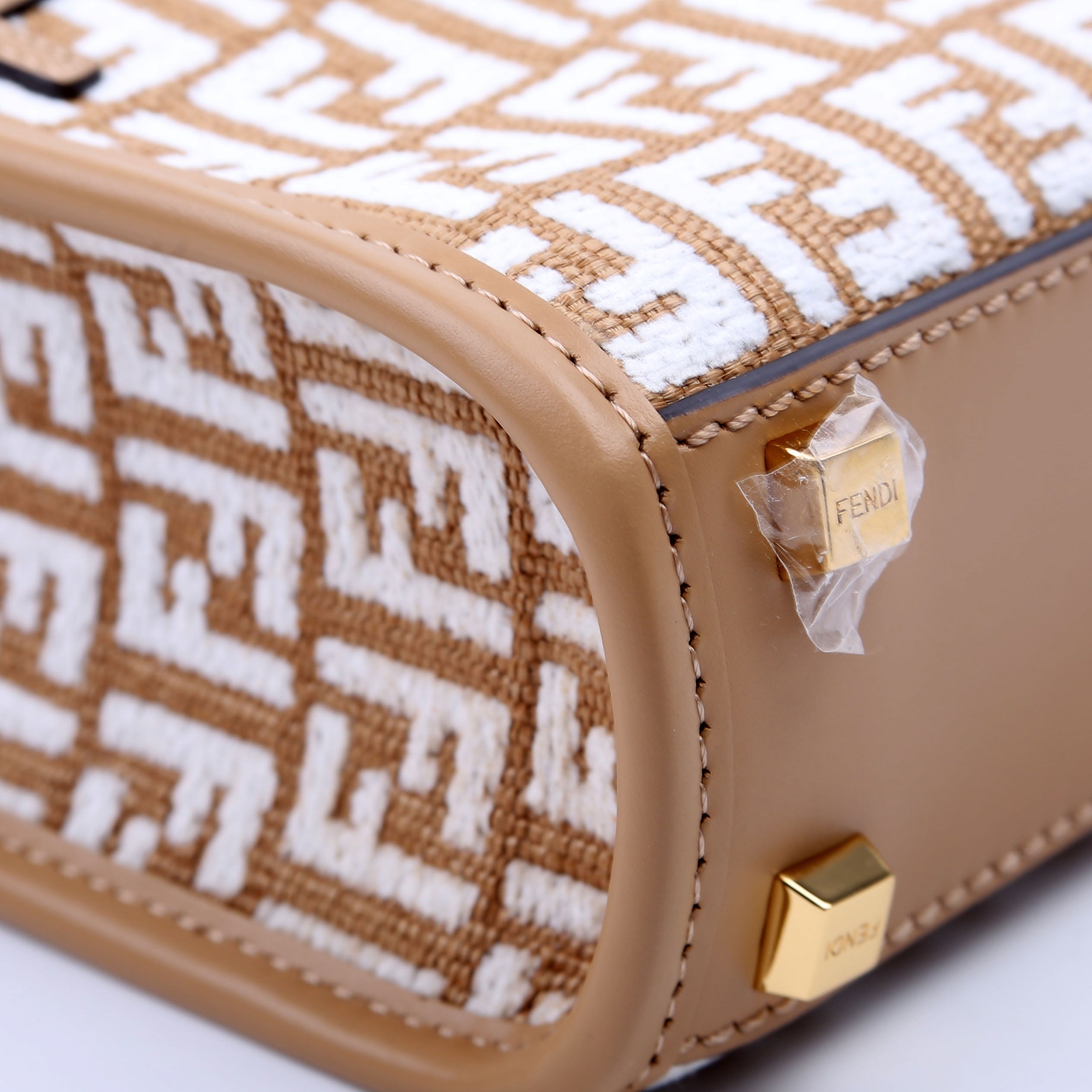 8BS051 Raffia FF Mini Sunshine Shopper Tan