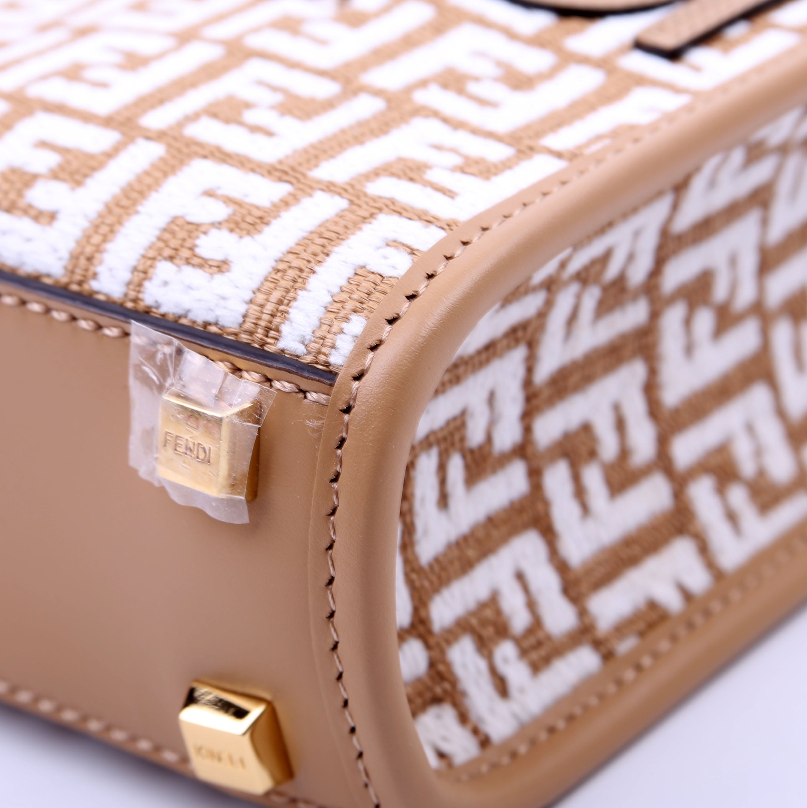 8BS051 Raffia FF Mini Sunshine Shopper Tan