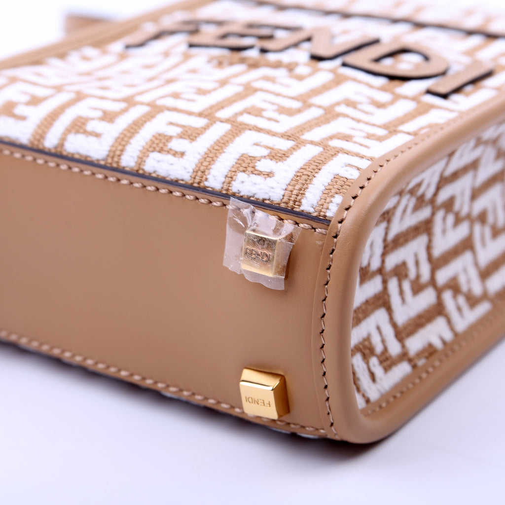 8BS051 Raffia FF Mini Sunshine Shopper Tan