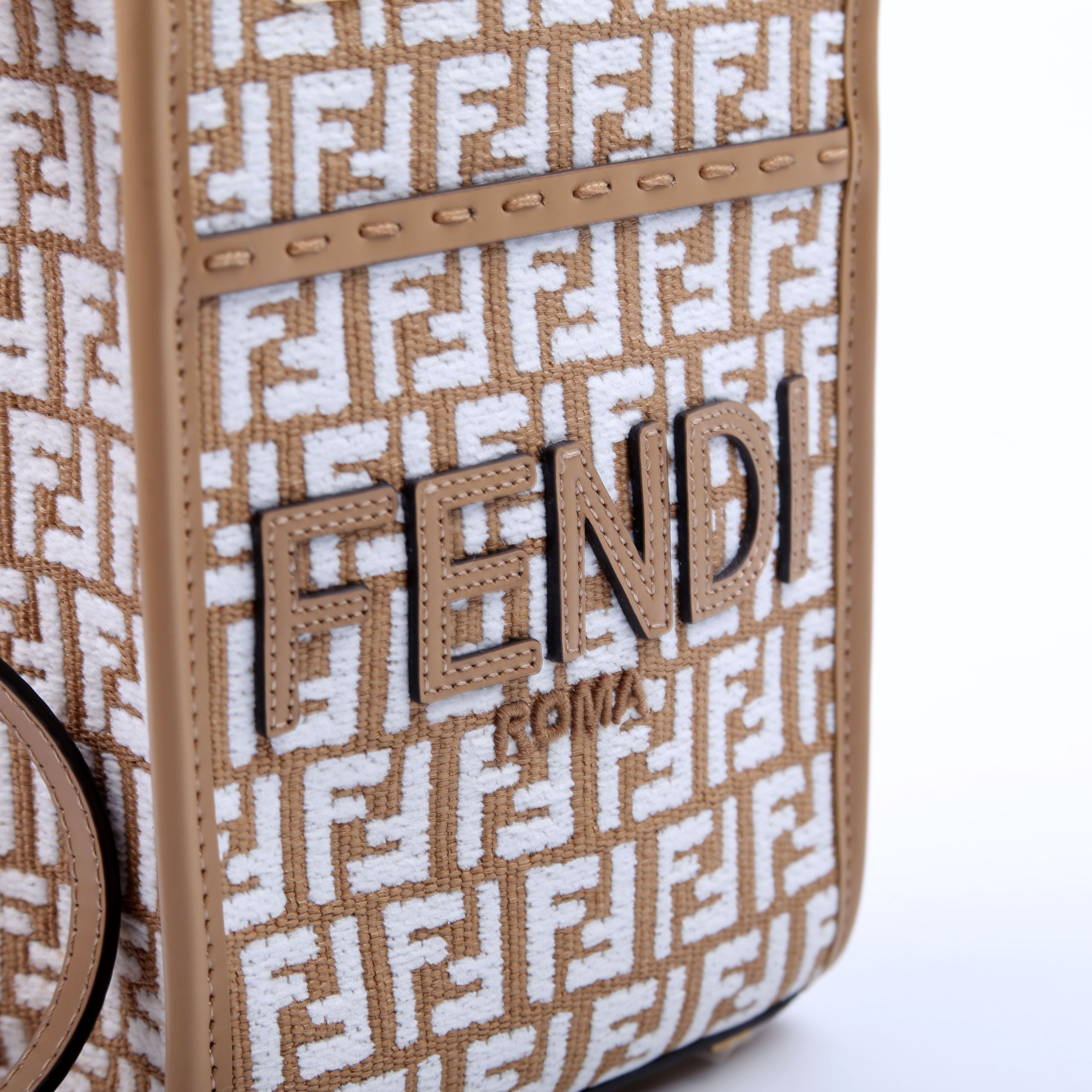 8BS051 Raffia FF Mini Sunshine Shopper Tan