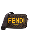Fendi 7M0286 Zucca Roma Logo/Leather Camera Case Brown
