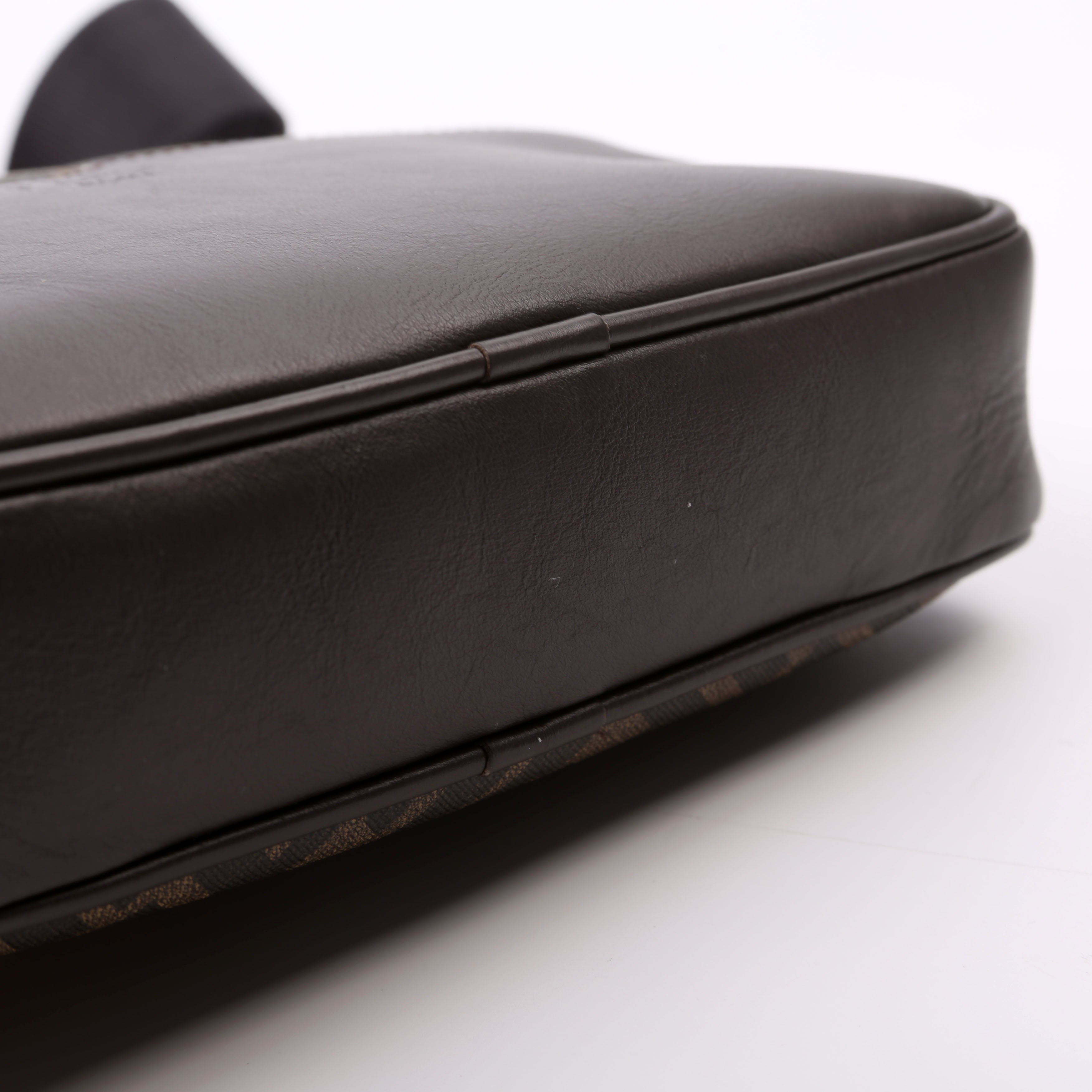 Fendi 7M0286 Zucca Roma Logo/Leather Camera Case Brown