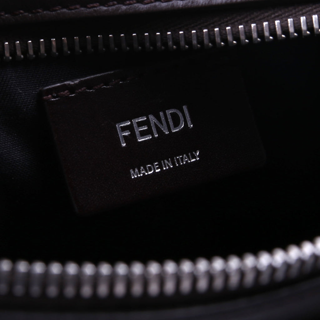 Fendi 7M0286 Zucca Roma Logo/Leather Camera Case Brown