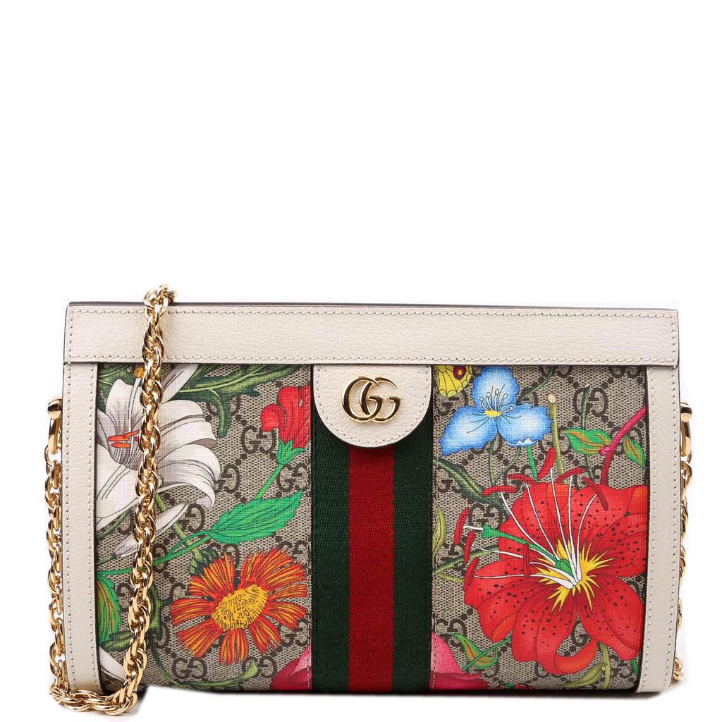 503877 GG Supreme Flora Ophidia Small Chain White