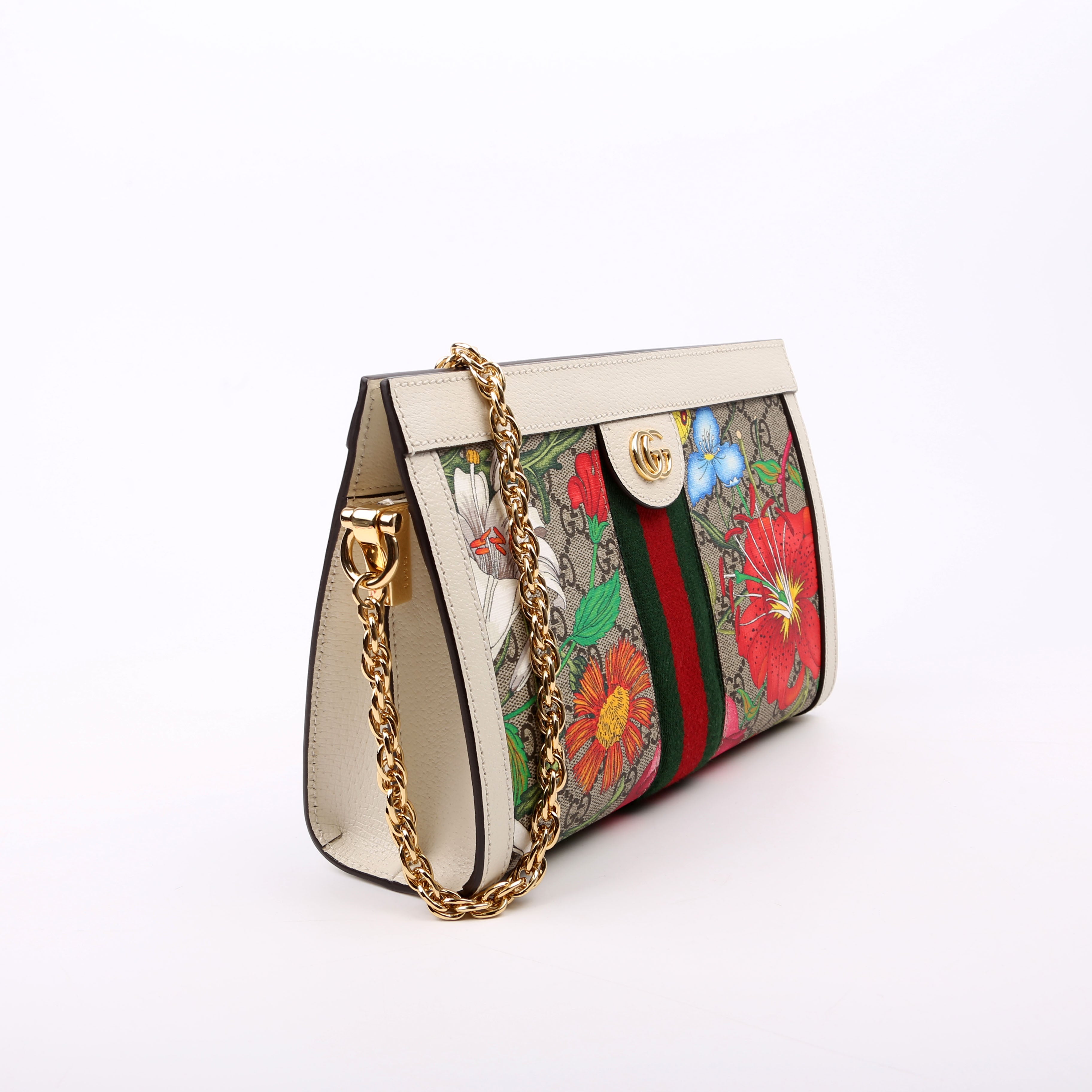 503877 GG Supreme Flora Ophidia Small Chain White