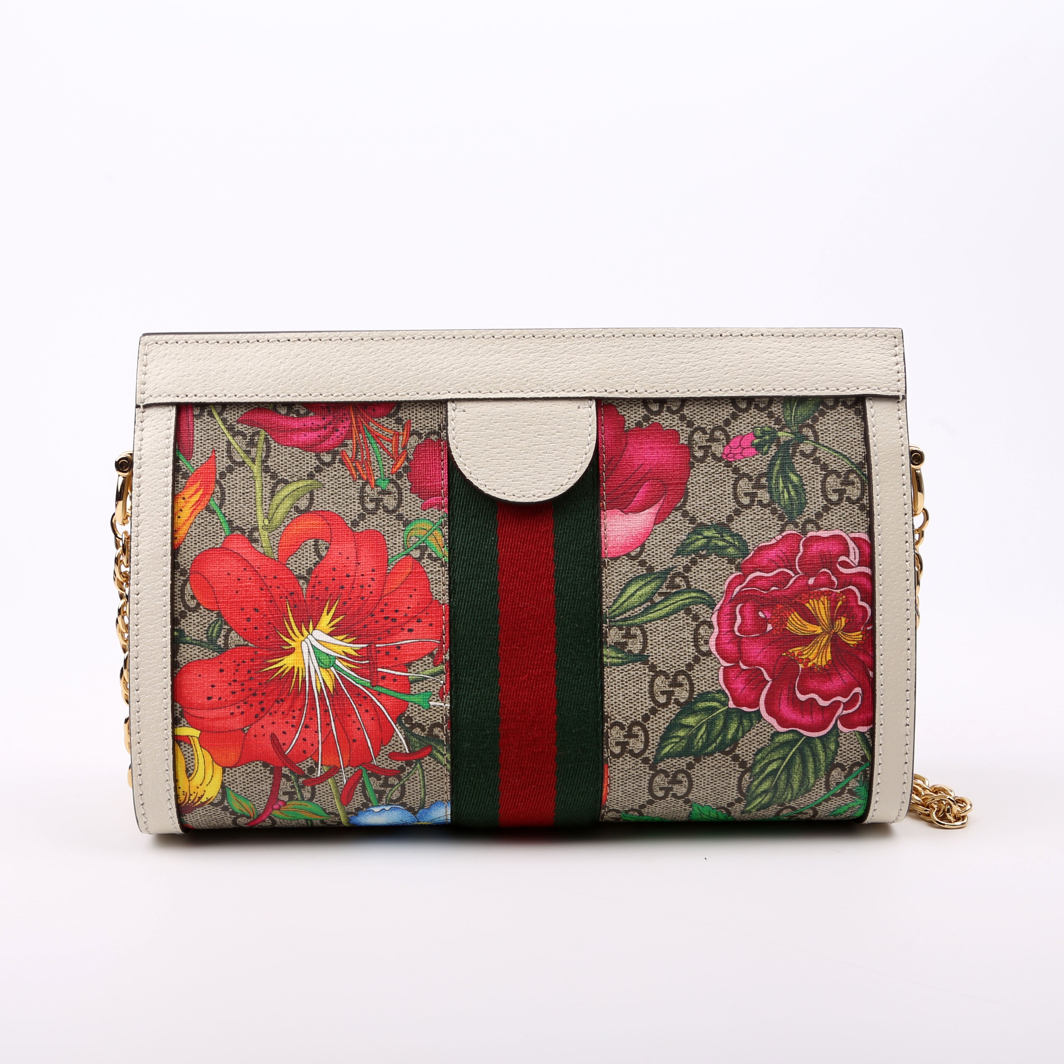 503877 GG Supreme Flora Ophidia Small Chain White