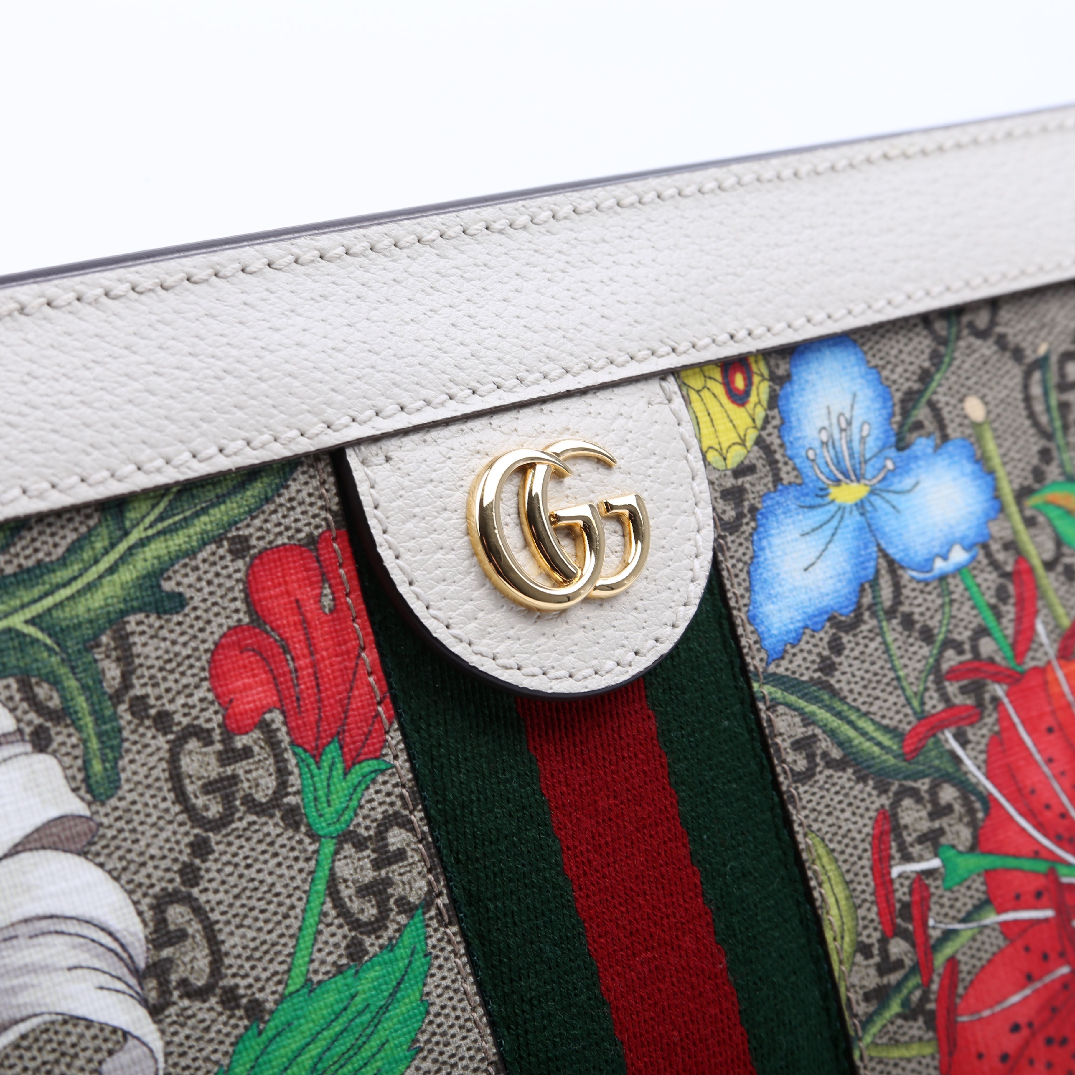 503877 GG Supreme Flora Ophidia Small Chain White