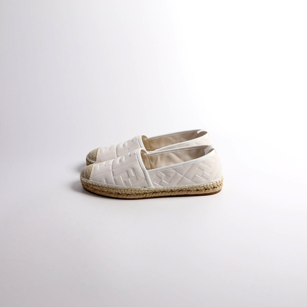 Fendi FF Embossed Nappa Espadrilles Size 40