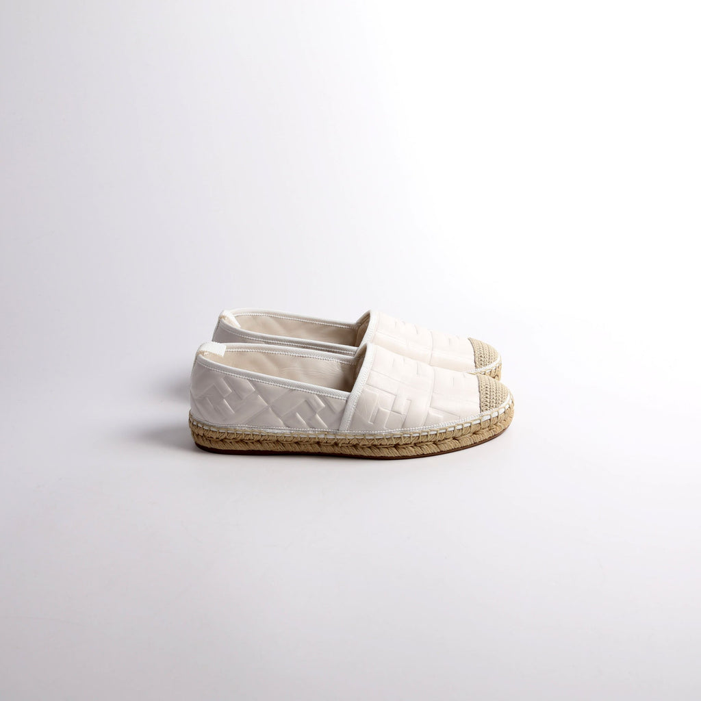 Fendi FF Embossed Nappa Espadrilles Size 40