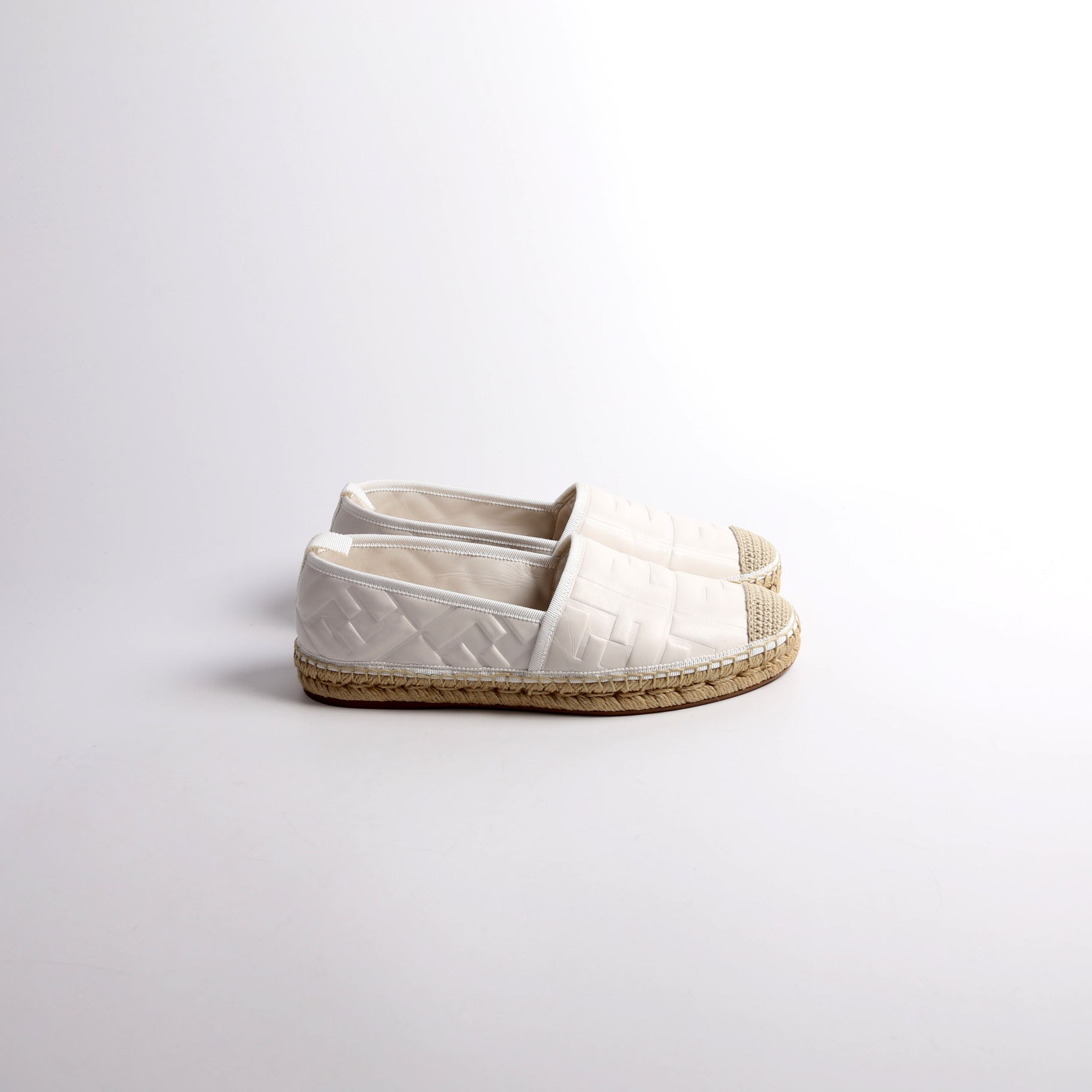Fendi FF Embossed Nappa Espadrilles Size 40