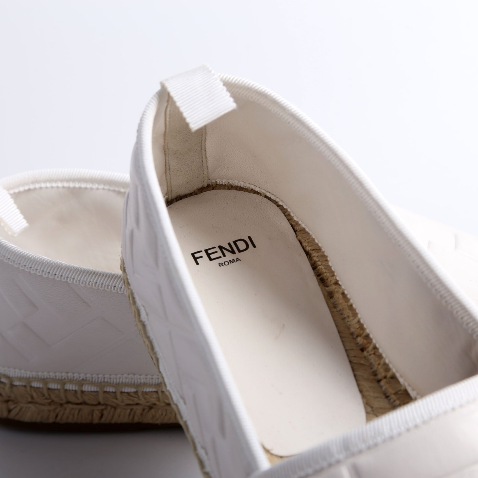 Fendi FF Embossed Nappa Espadrilles Size 40