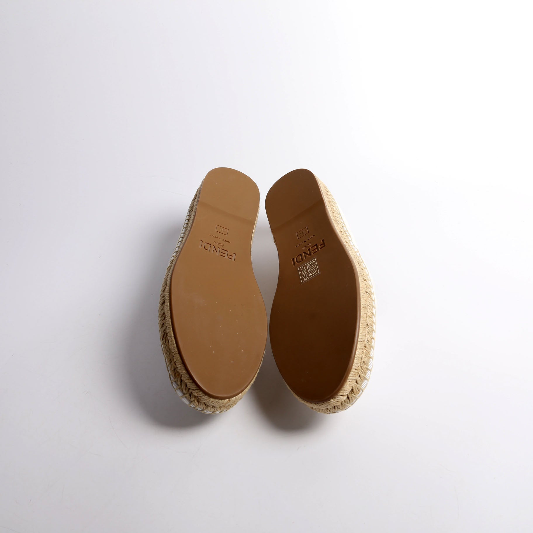 Fendi FF Embossed Nappa Espadrilles Size 40
