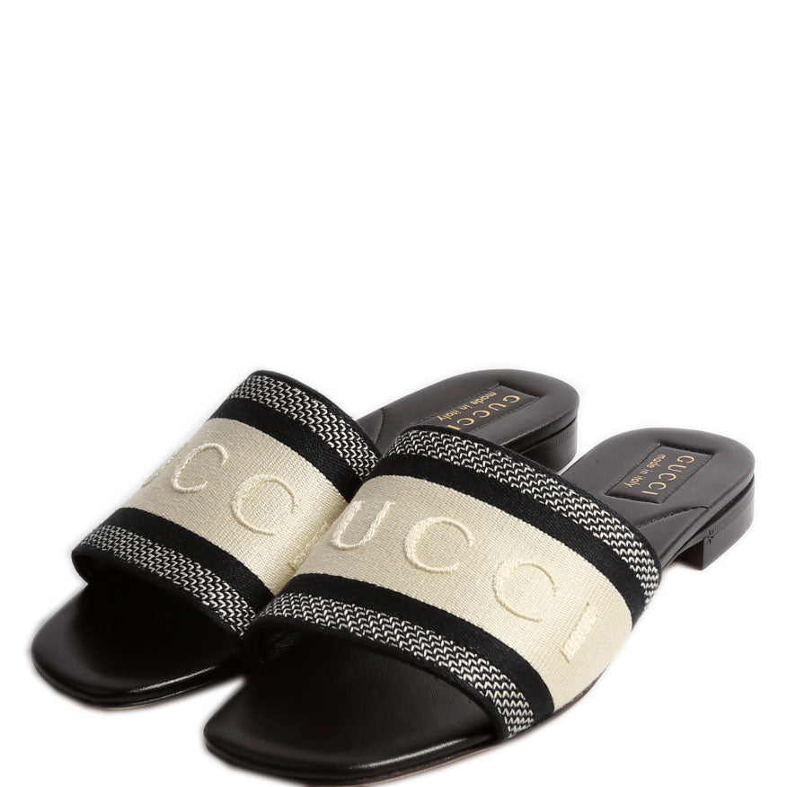 Jane Embossed Slide Sandals Size 38