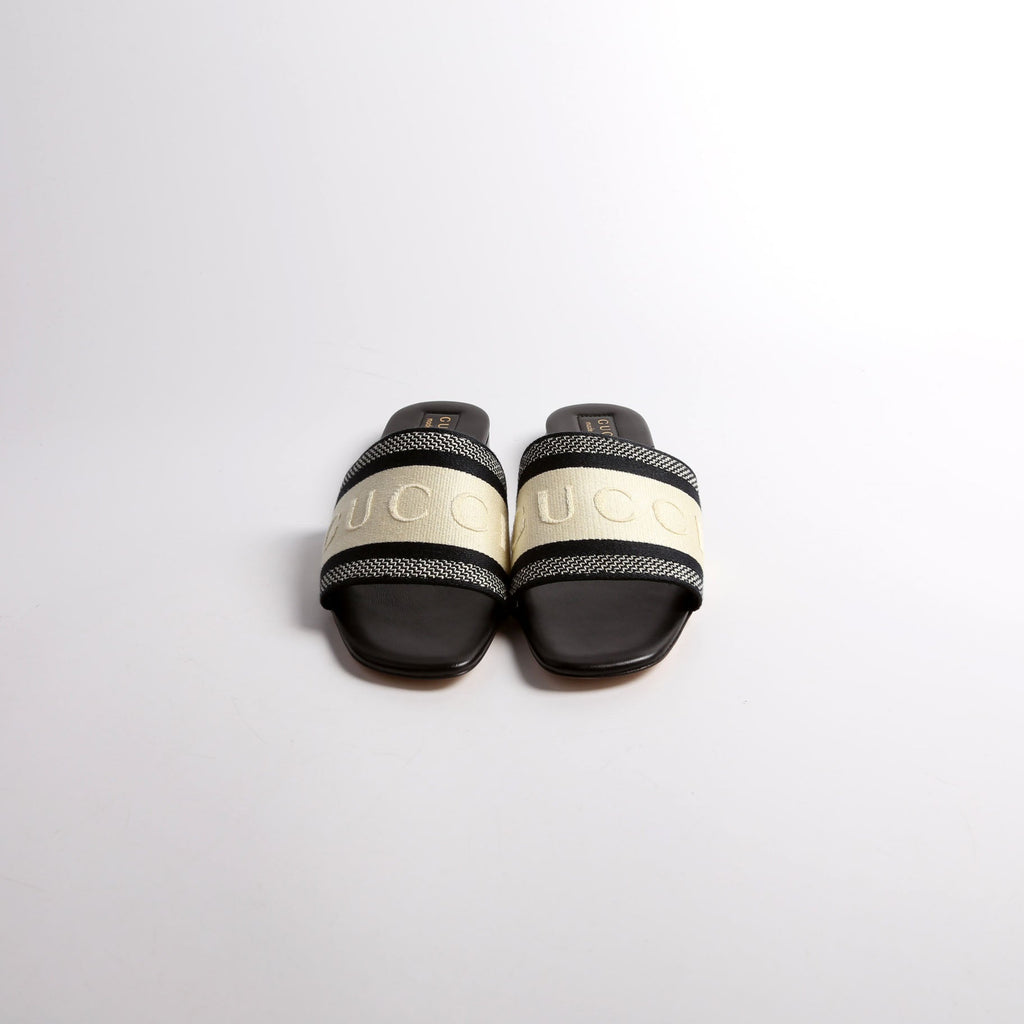 Jane Embossed Slide Sandals Size 38