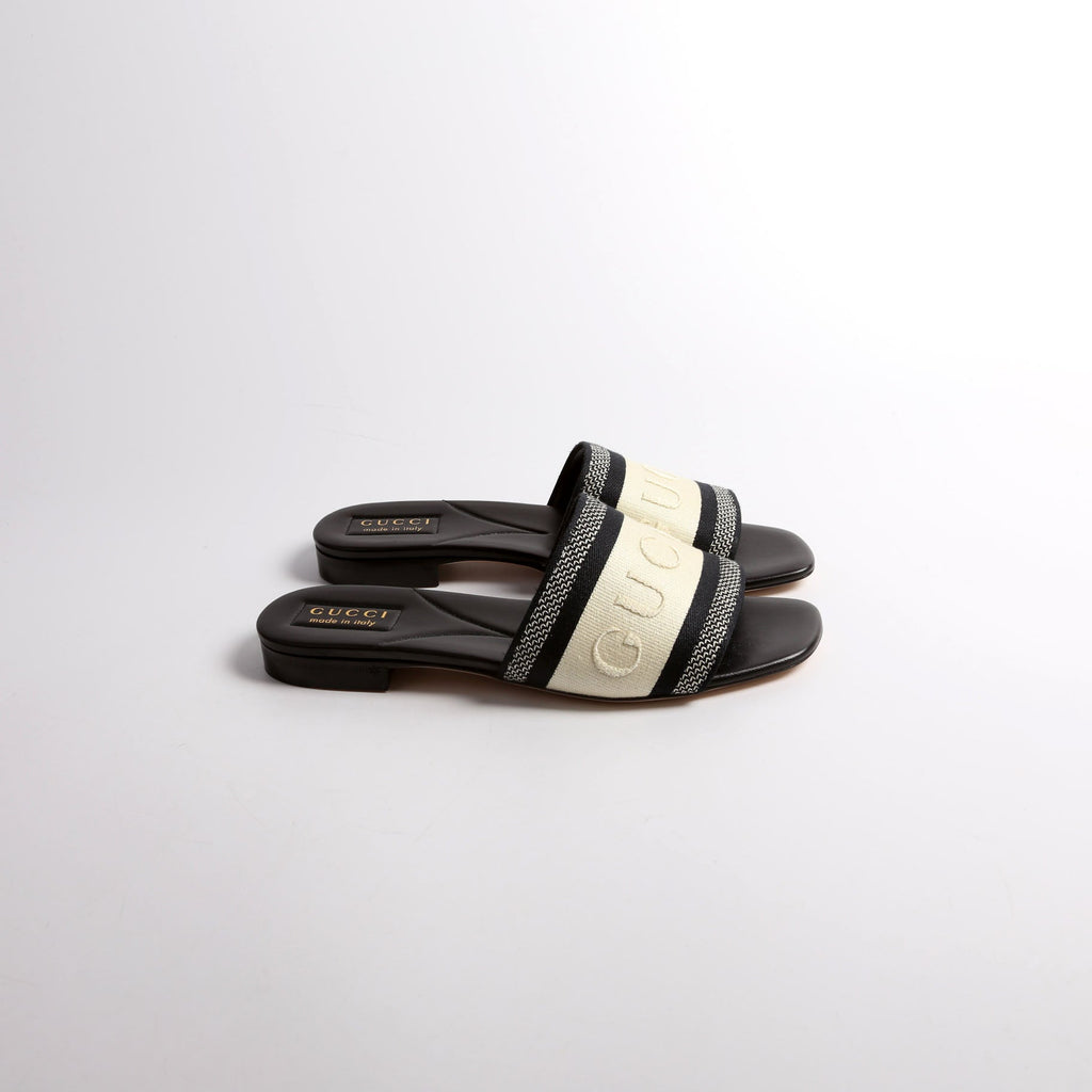 Jane Embossed Slide Sandals Size 38