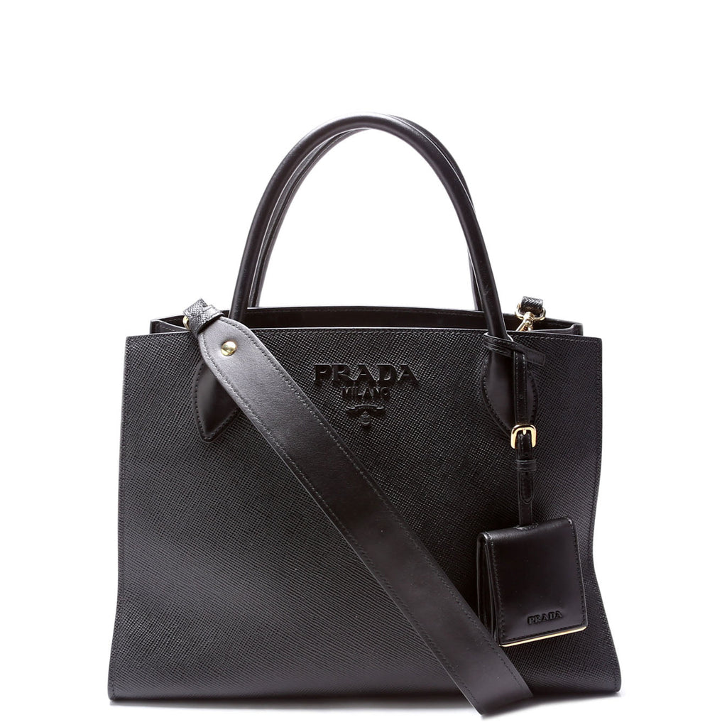 Saffiano Cuir Monochrome Top Handle Tote Black