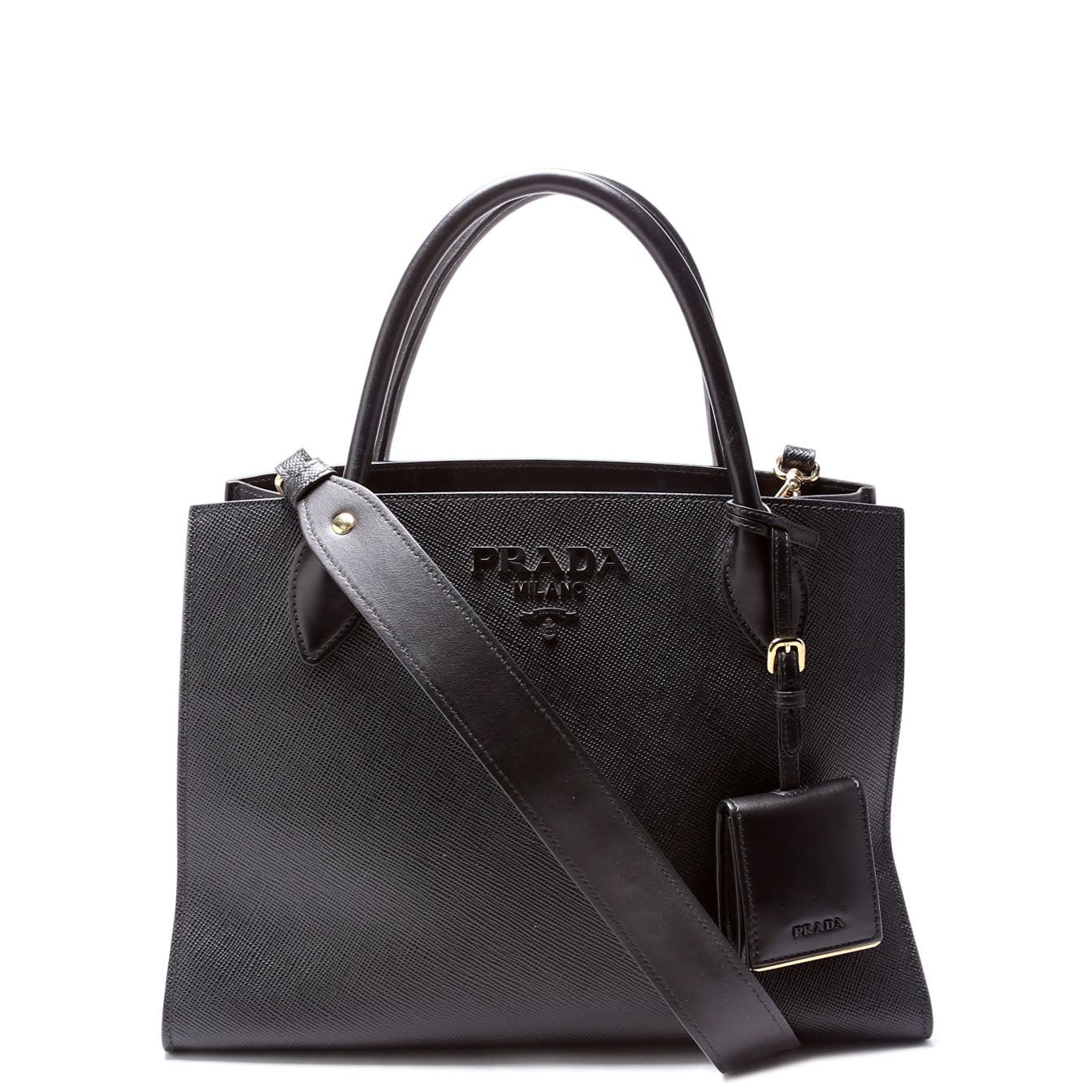 Saffiano Cuir Monochrome Top Handle Tote Black