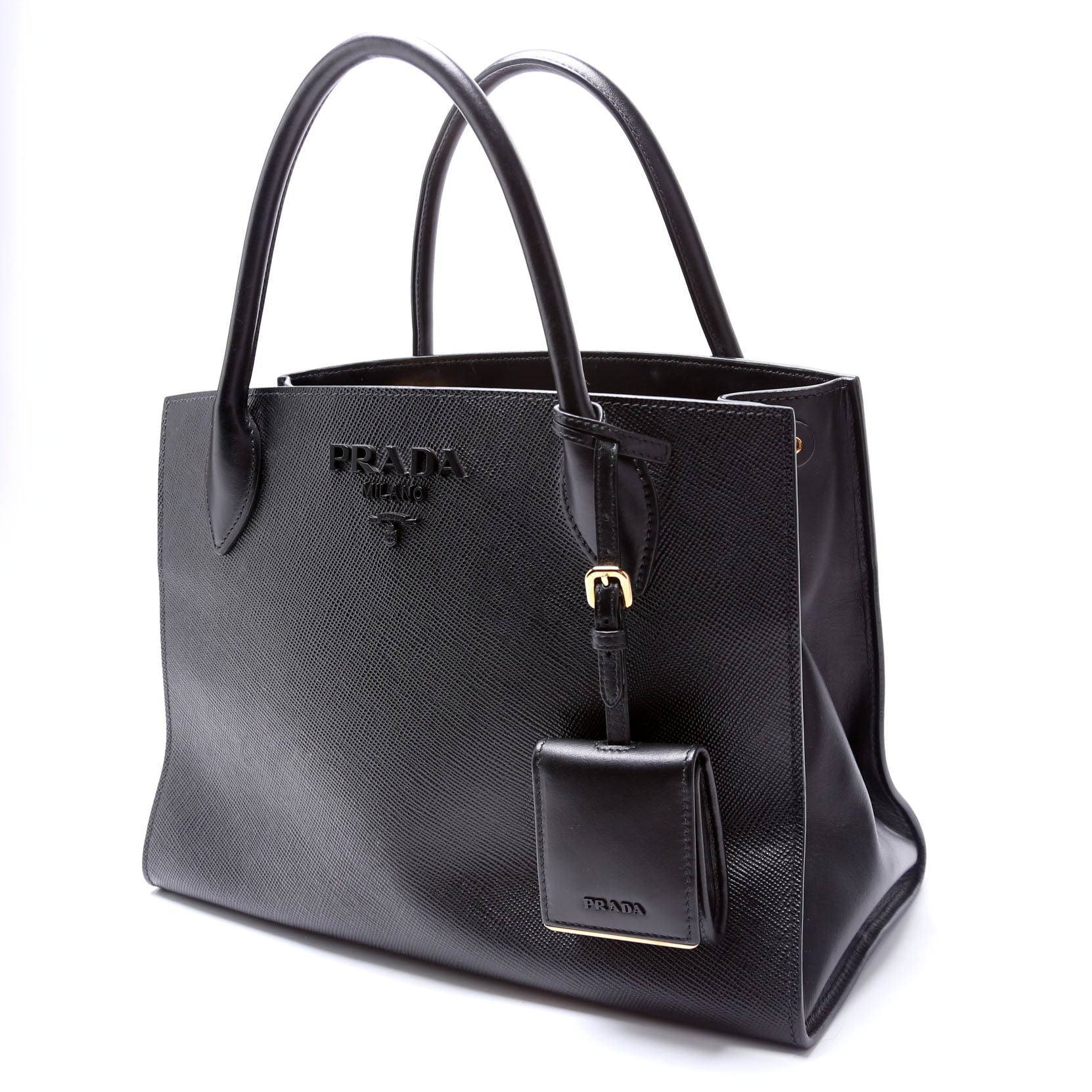 Saffiano Cuir Monochrome Top Handle Tote Black