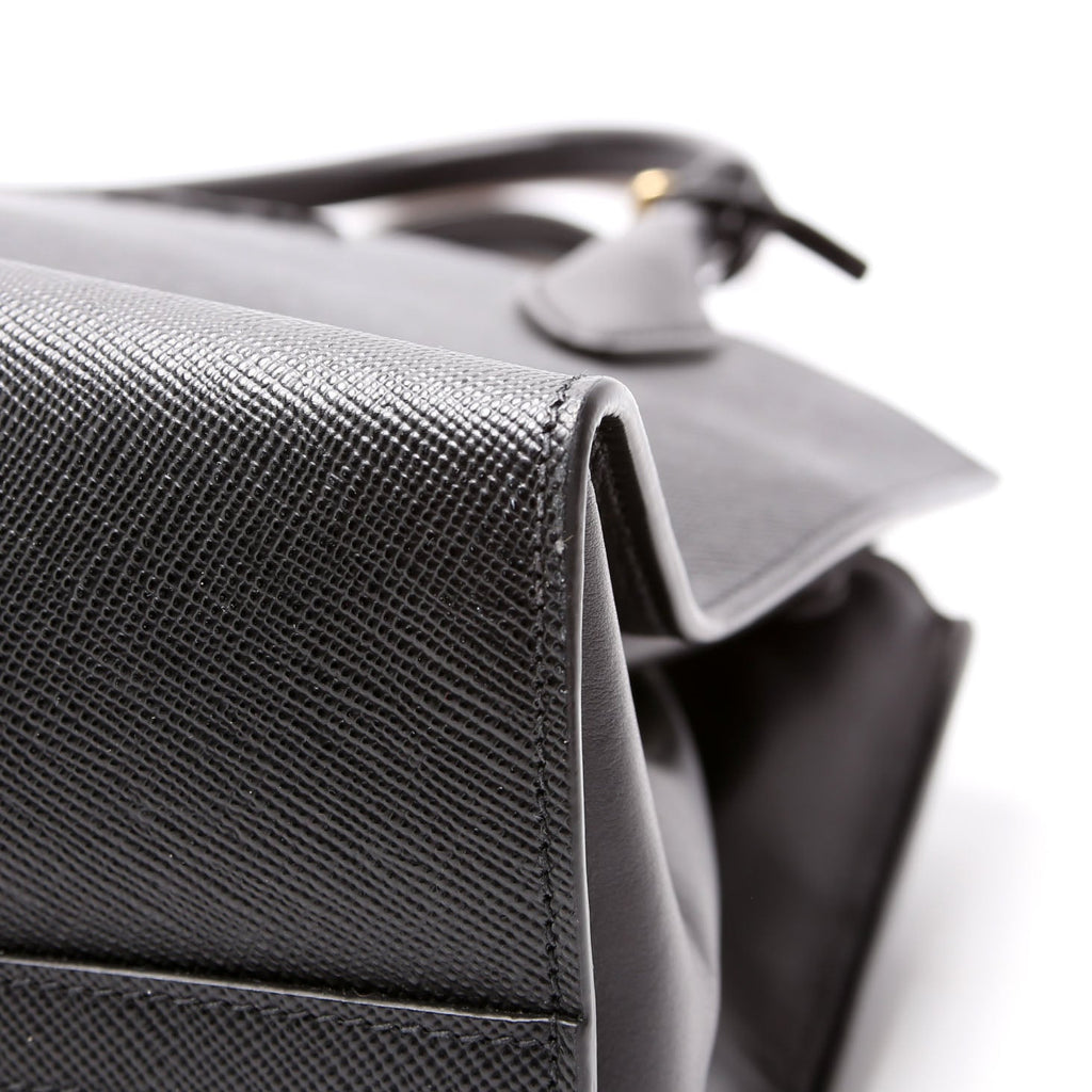 Saffiano Cuir Monochrome Top Handle Tote Black