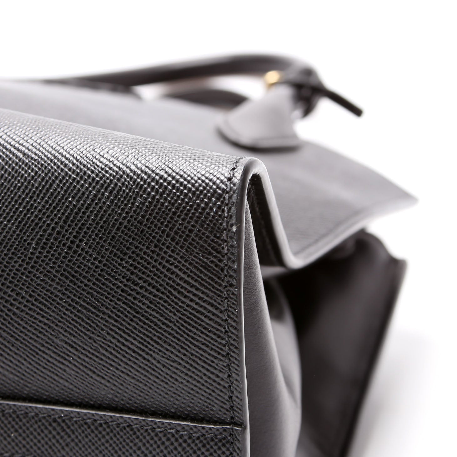 Saffiano Cuir Monochrome Top Handle Tote Black