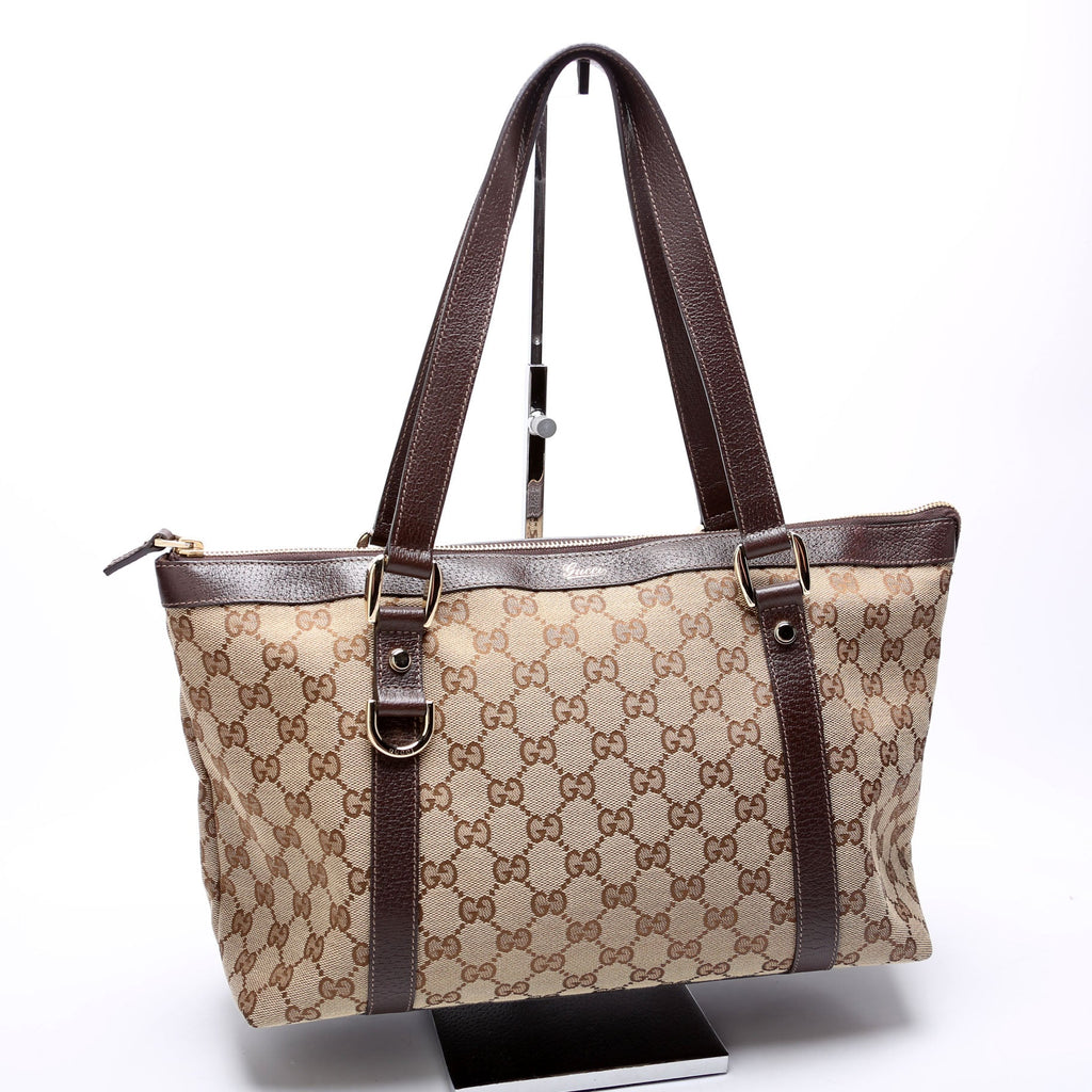 141470 GG Canvas Abbey Tote Beige/Brown