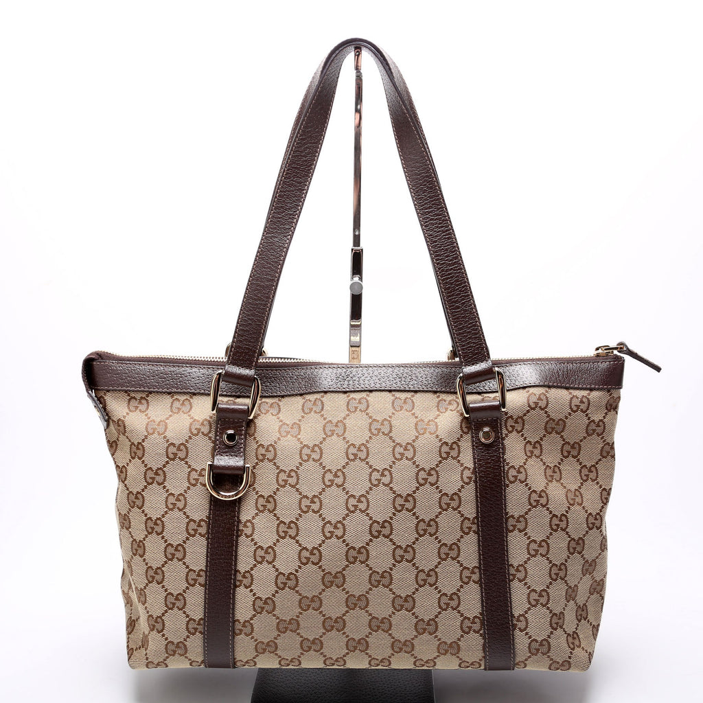 141470 GG Canvas Abbey Tote Beige/Brown
